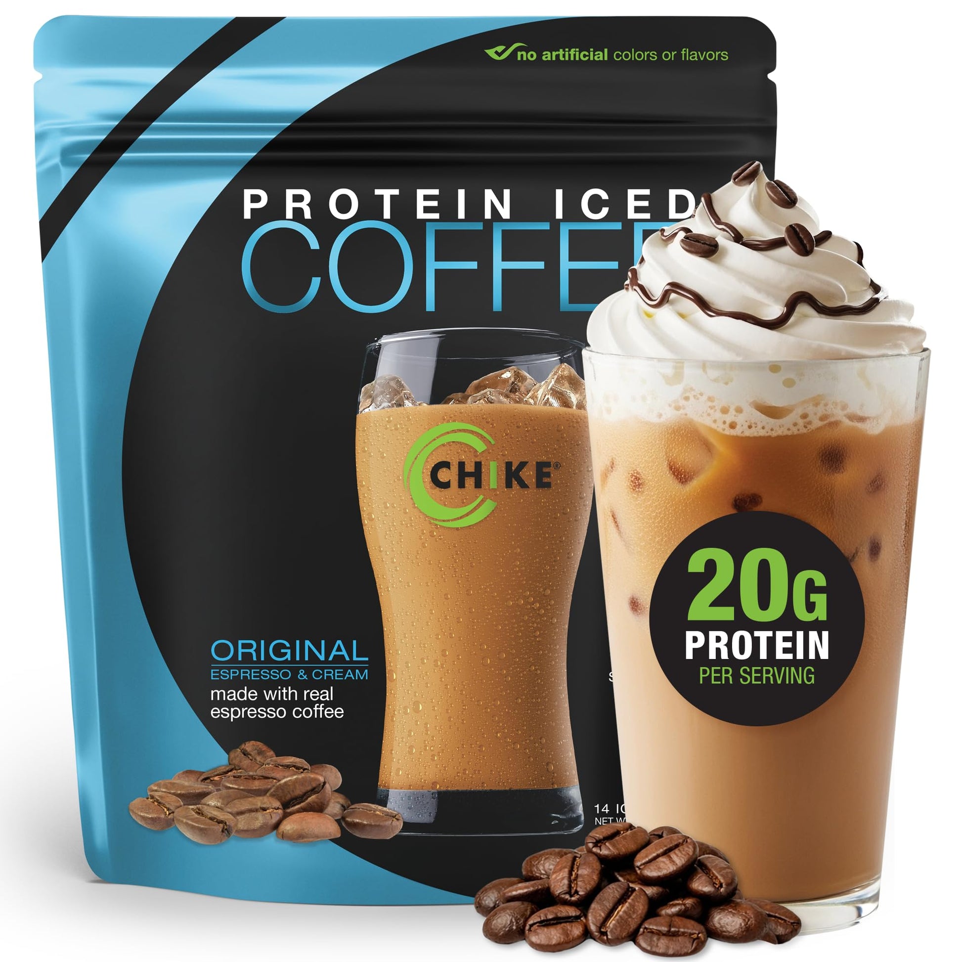 CHIKE High Protein Iced Coffee Powder, 15.1 Ounce