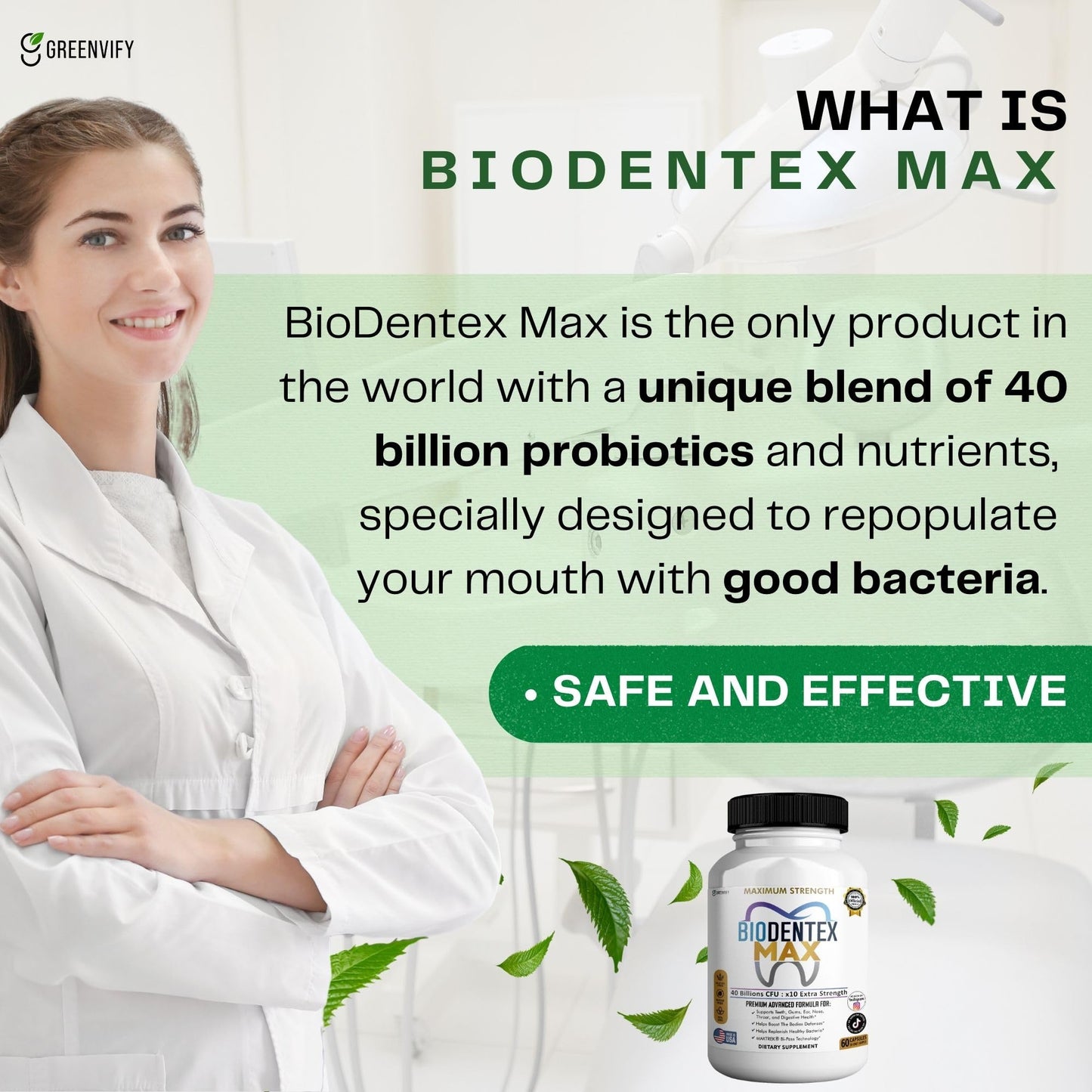 GREENVIFY BioDentex Max Maximum Strength Probiotic Supplement Capsules 60