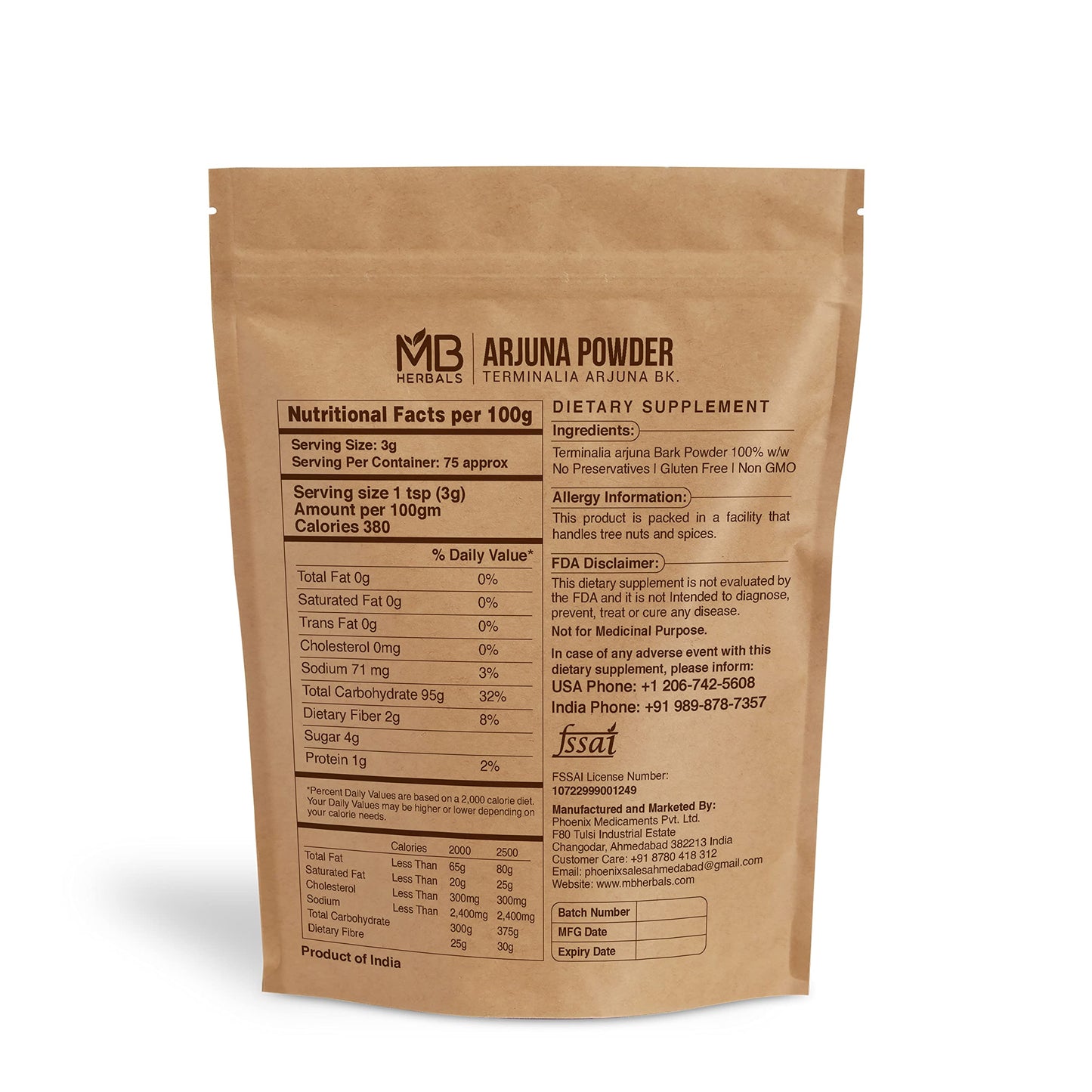 MB Herbals Arjuna Powder 8 oz