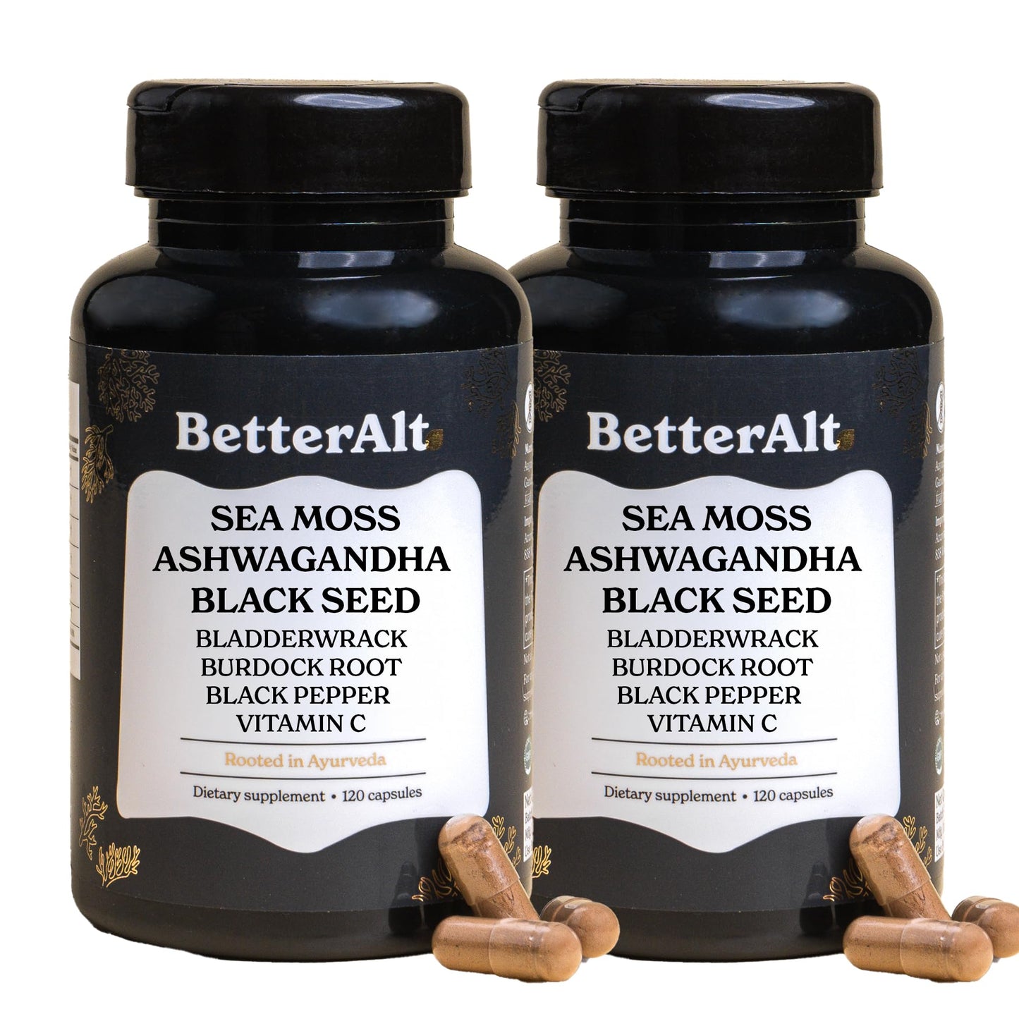 Better Alt All-in-One Vitality & Energy Support Capsule with Iris Sea Moss, Black Seed Oil, Ashwagandha, Burdrock Root, Bladderwrack with Black Pepper & Vitamin C, 1 Count