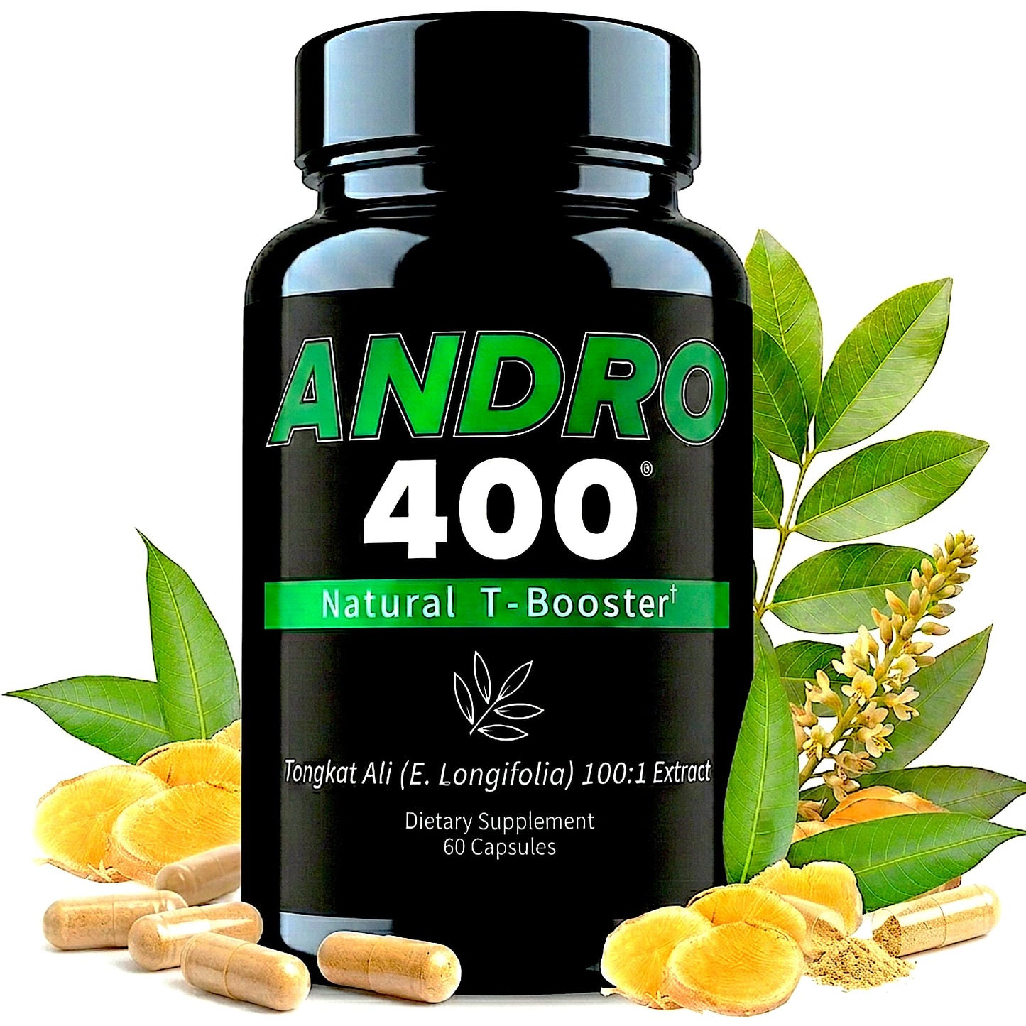 Andro400 Tongkat Ali 100:1 Extract Natural T Booster for Men Capsule, 60 Capsules