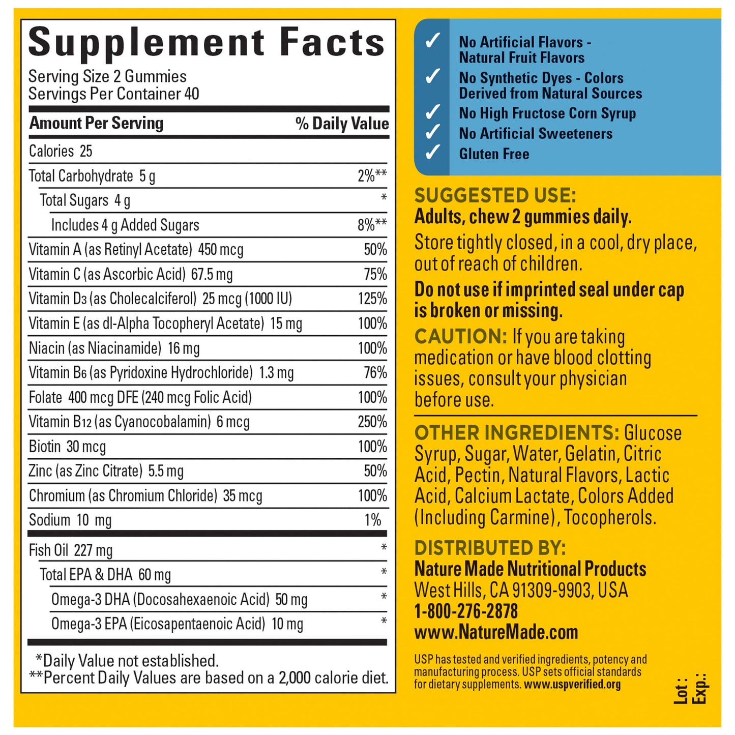 Nature Made Mens Multivitamin Gummies with Omega-3, 80 Gummies