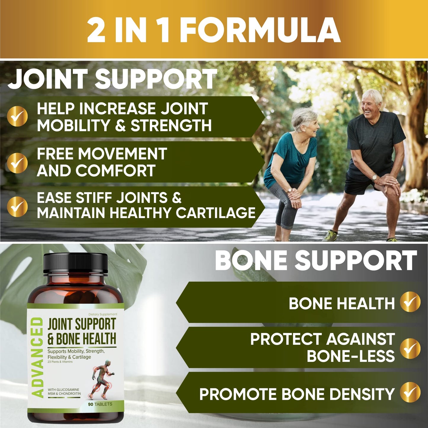 NutraPro Glucosamine Chondroitin MSM Joint Relief Supplements & Bone Health Tablet, 90 Count