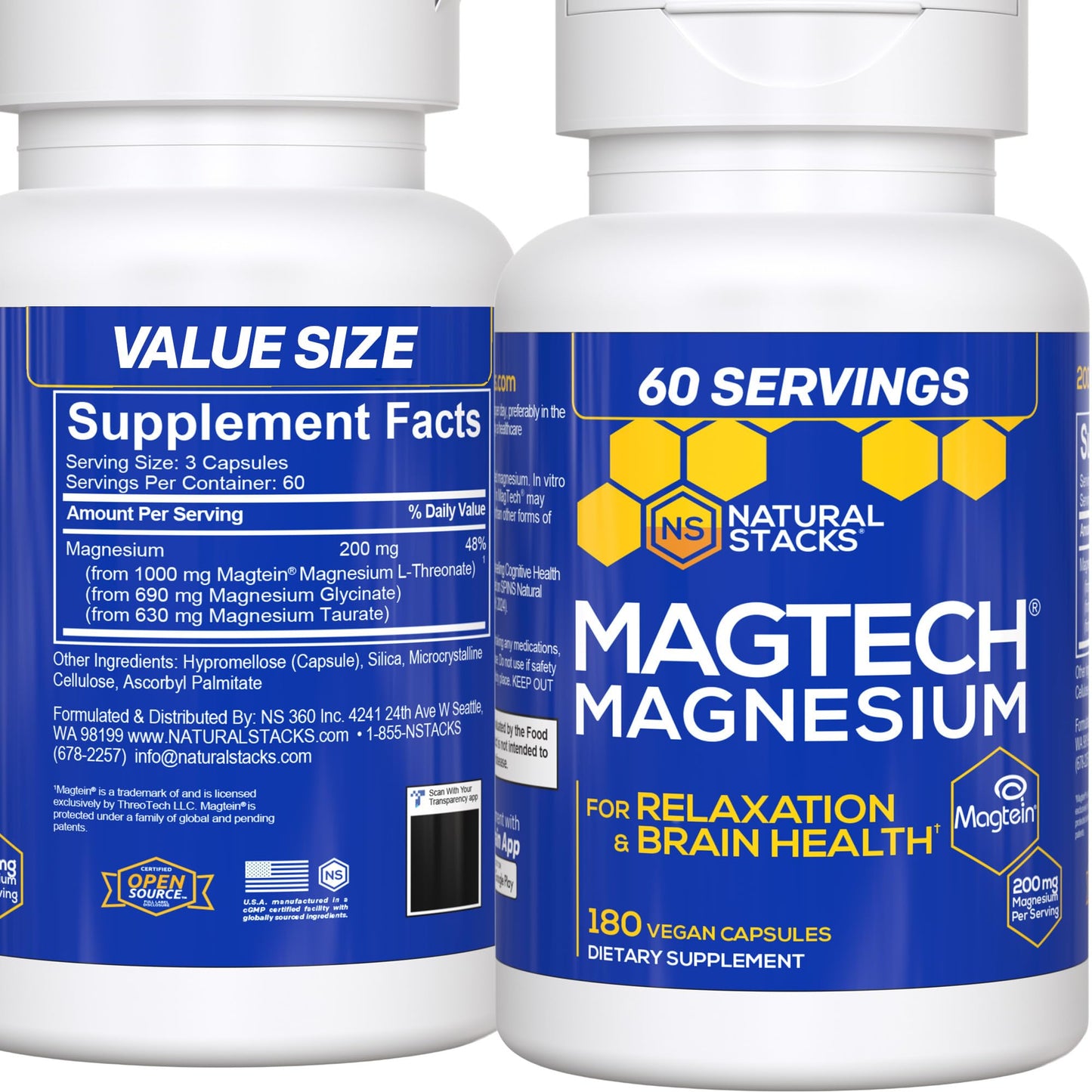 Natural Stacks MagTech Magnesium Supplement Capsule 180 Capsules
