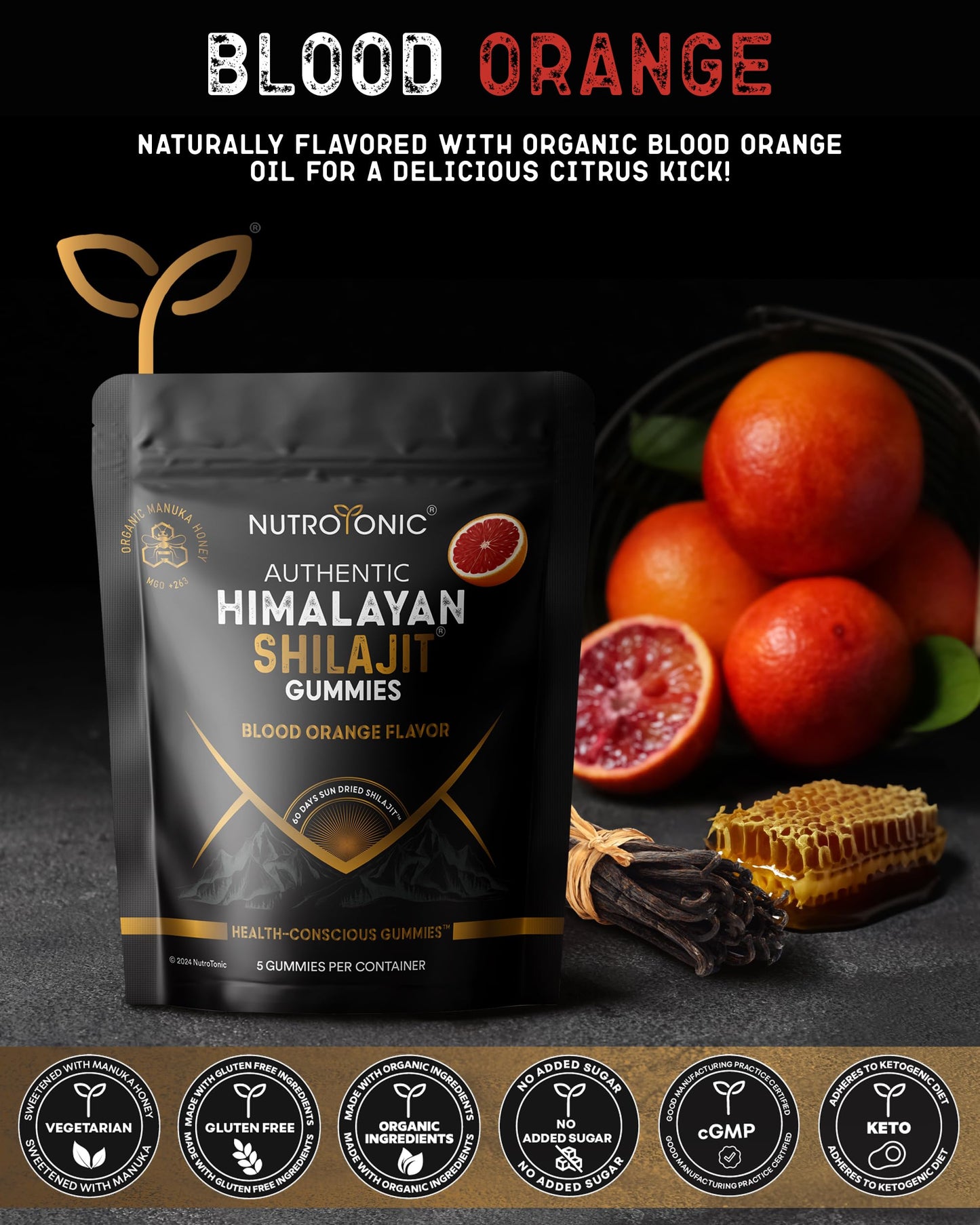 NutroTonic LLC Authentic Himalayan Shilajit Gummies Pack of 5