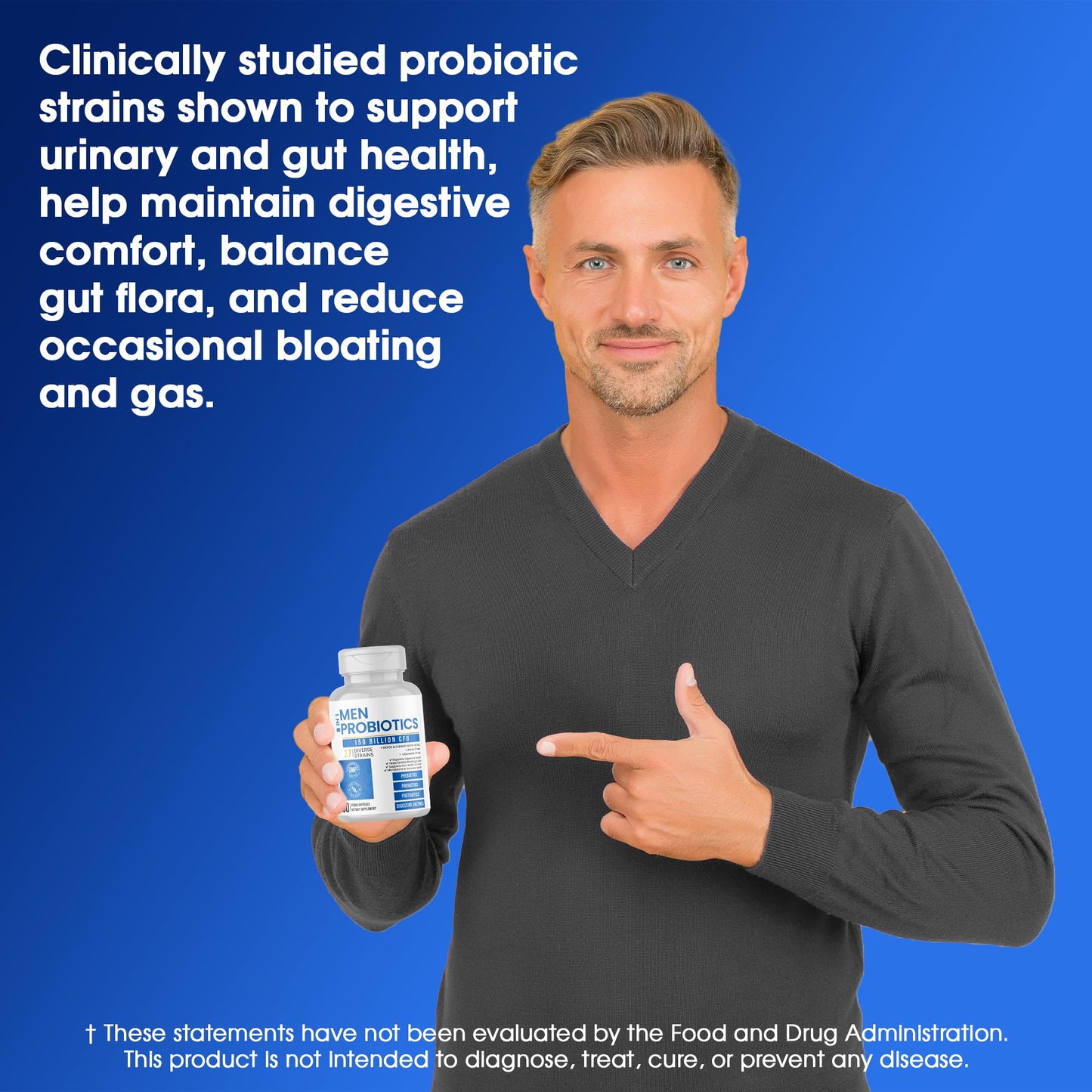 SigmaBiotics Probiotics for Men 150 Billion CFU Acidophilus Capsules with Prebiotics & Postbiotics, 37 Strains with Digestive Enzymes, Supports Gut Microbiome, Colon & Immune Health, 60 Vegan Capsules