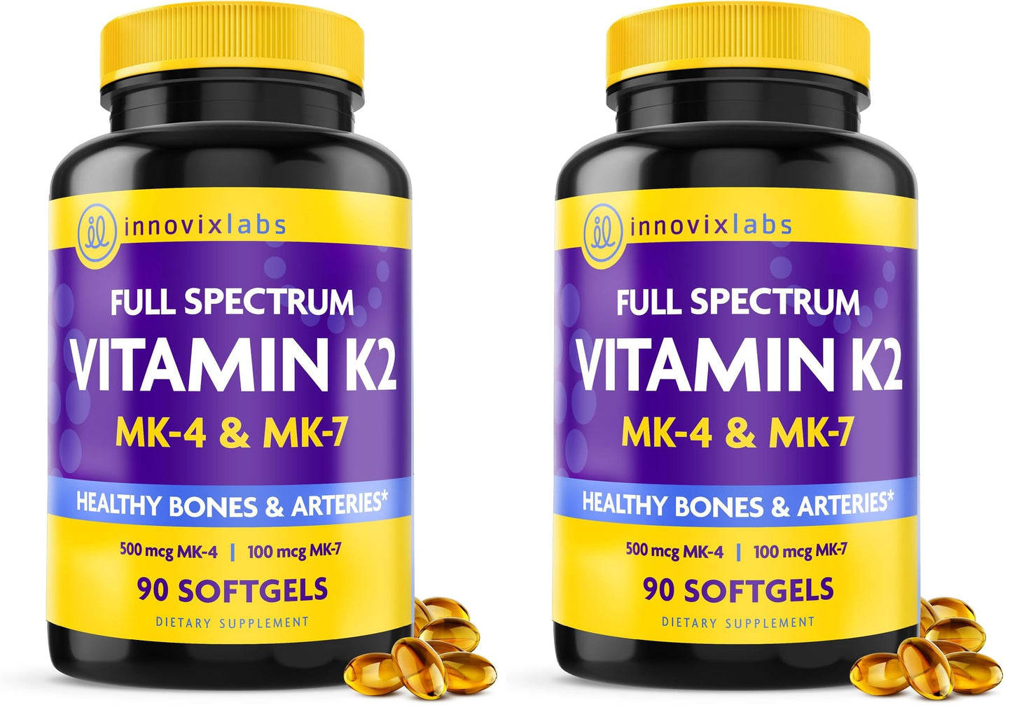InnovixLabs Full Spectrum Vitamin K2-90 Softgels, 180 Count