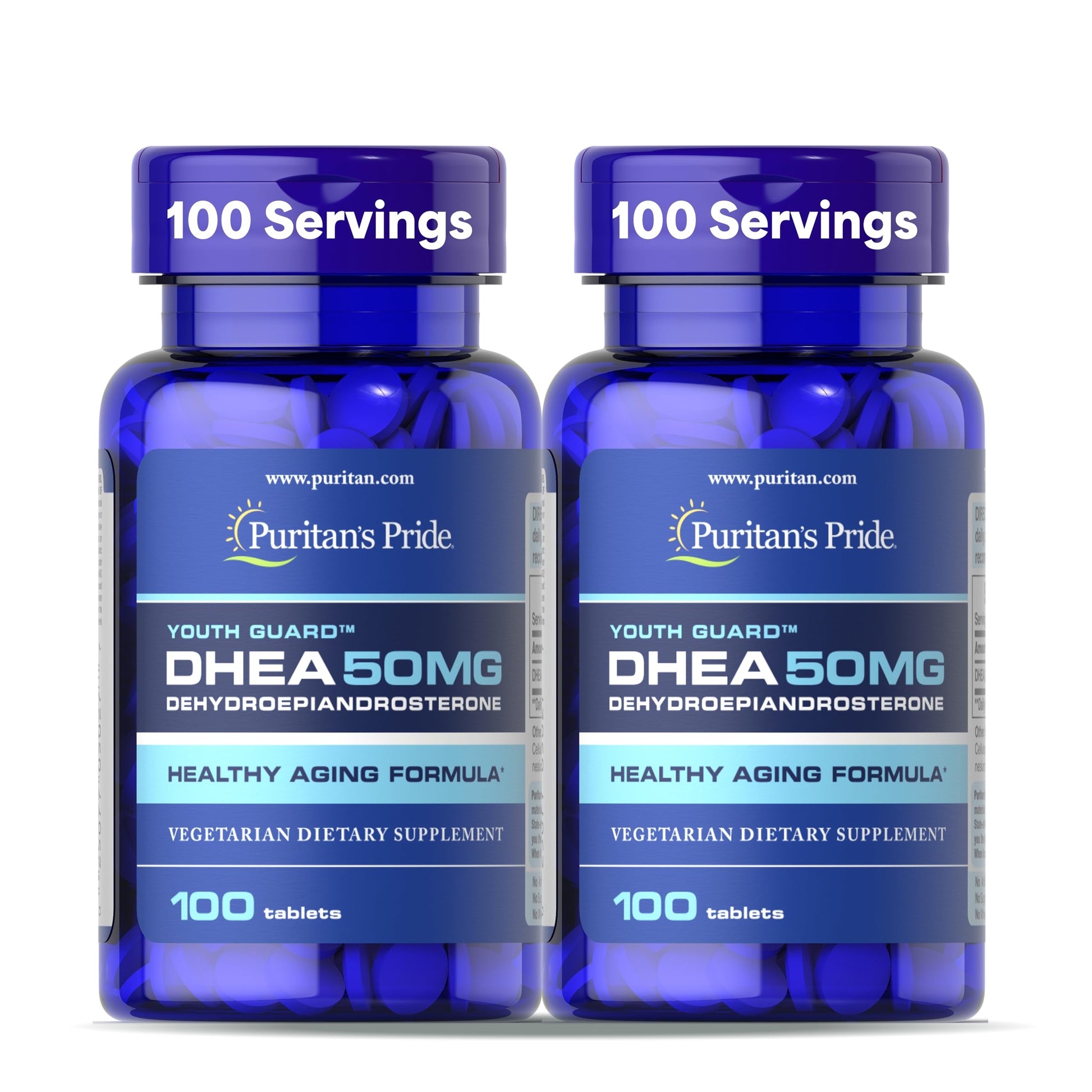 Puritan's Pride Youth Guard DHEA for Women and Men 50mg Caplets 200
