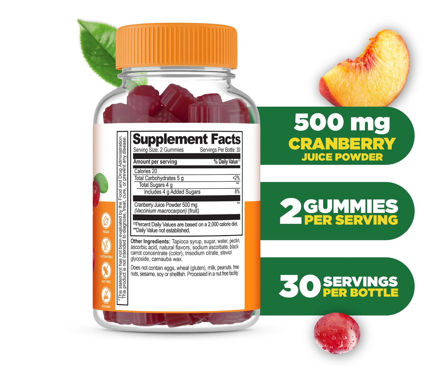 Lifeable Cranberry Gummies for Women, Urinary Tract Health, Vegan, 60 Count