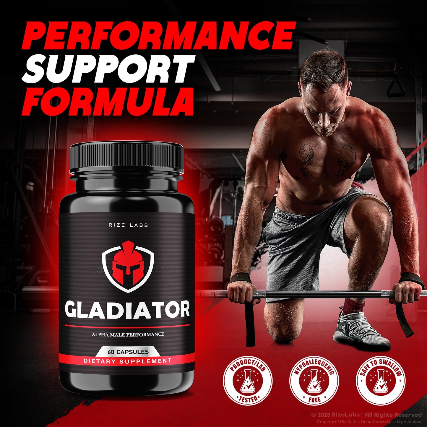 rize labs Men's Gladiator Capsules, 60 Capsules