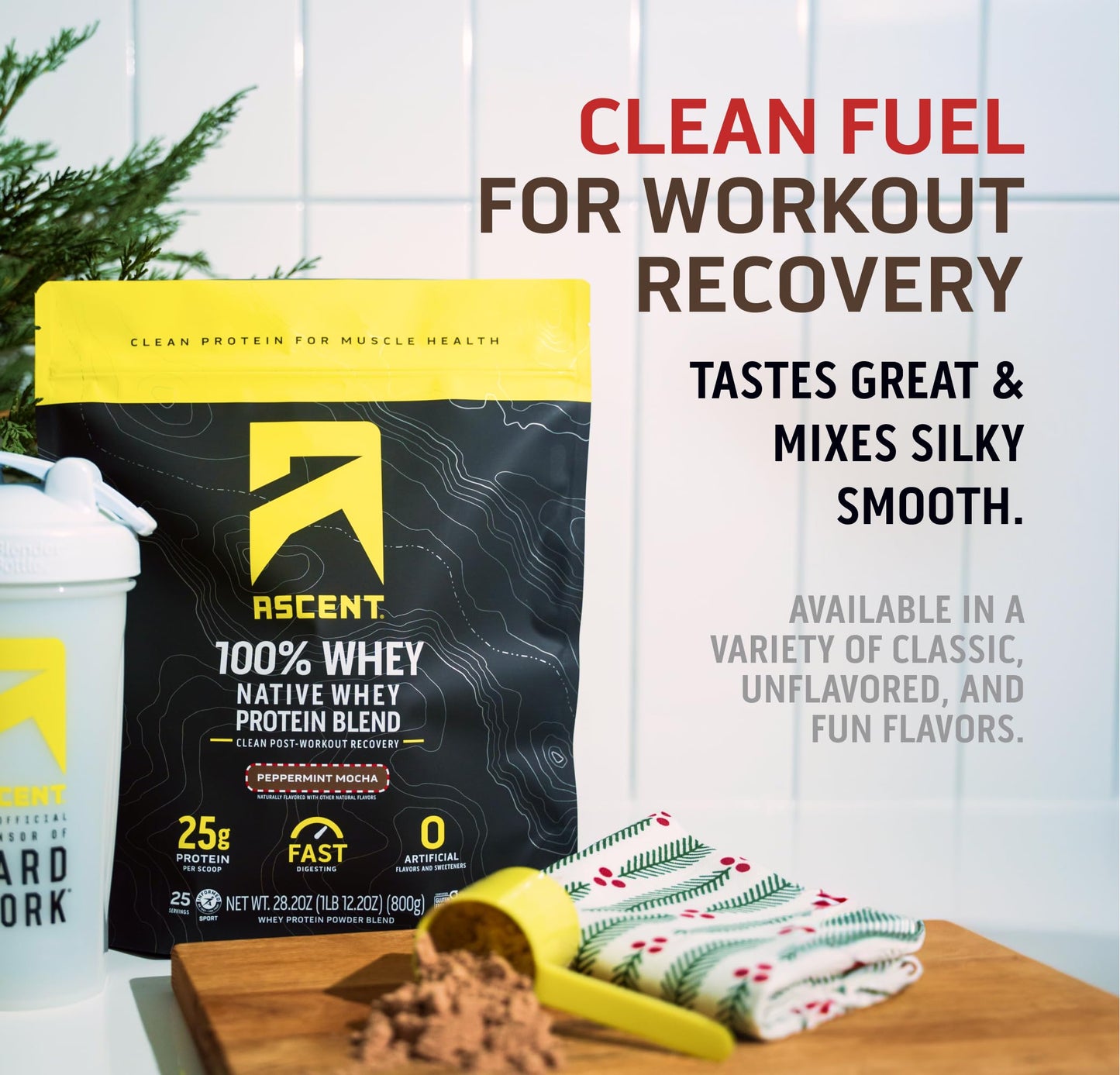 Ascent 100% Whey Protein Powder, 1.7 lb