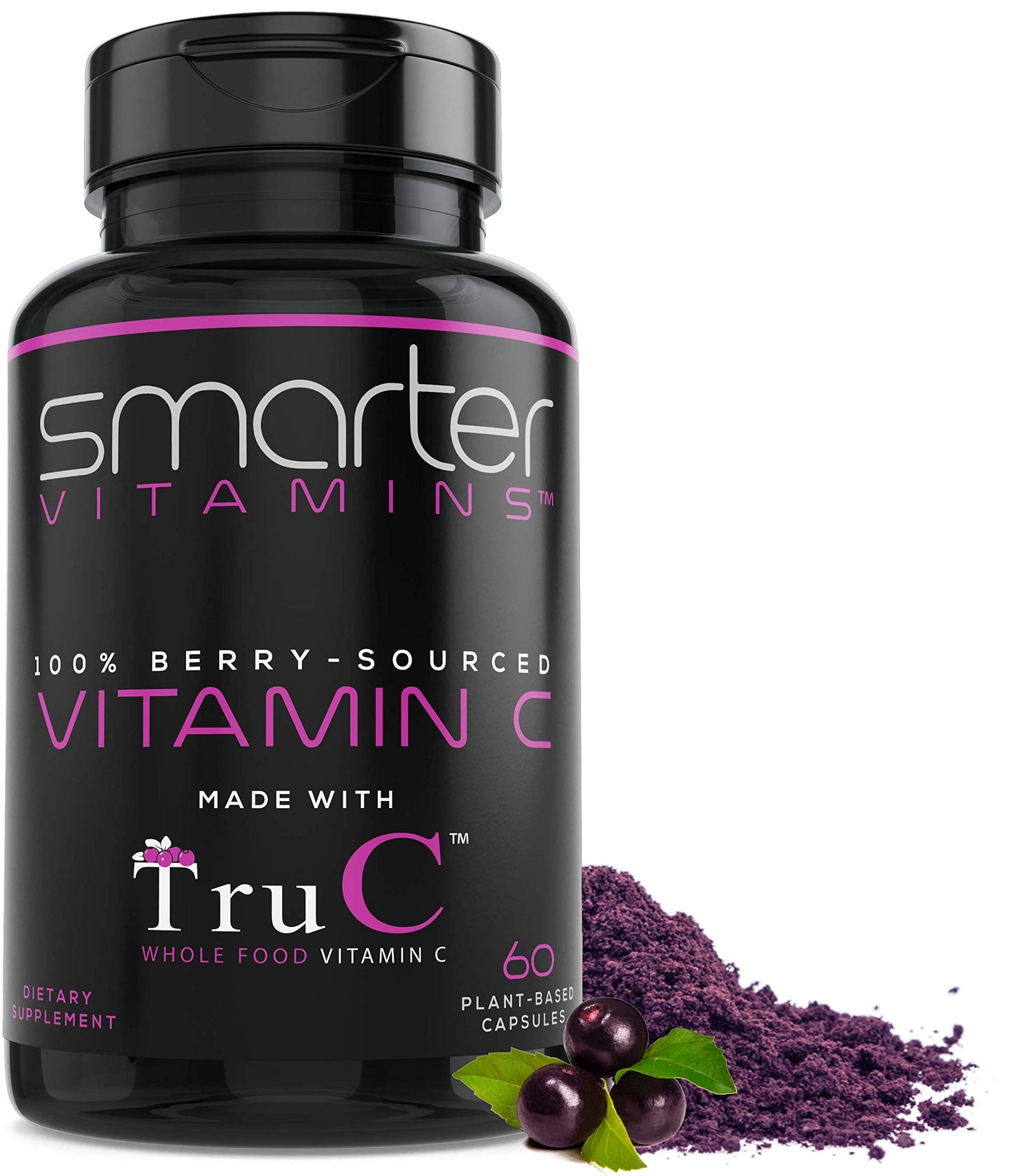 SmarterVitamins Whole Food Vitamin C Capsules from 11 Berries with Antioxidants, 60 Count