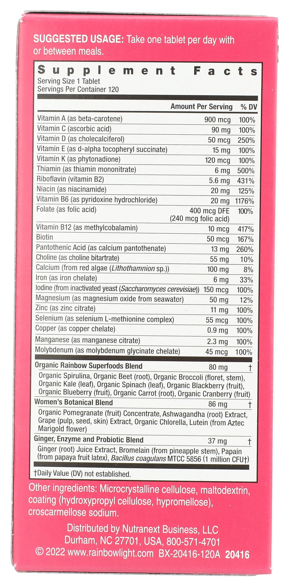 Rainbow Light Multivitamin Womens One Powder 120 Count