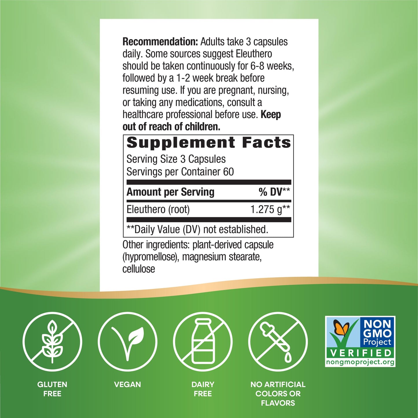 Nature's Way Premium Herbal Siberian Eleuthero Root Supplement Capsules, 180 Capsules