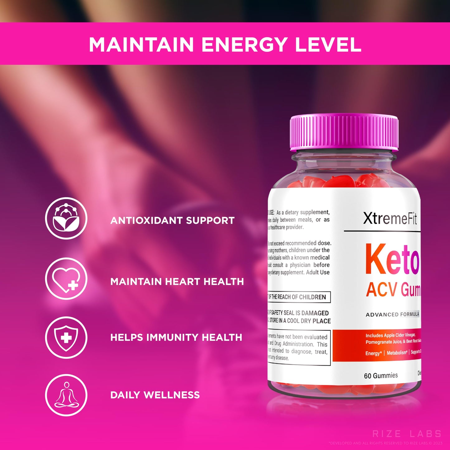 Rize Labs Xtreme Fit Keto ACV Gummies 180 Count
