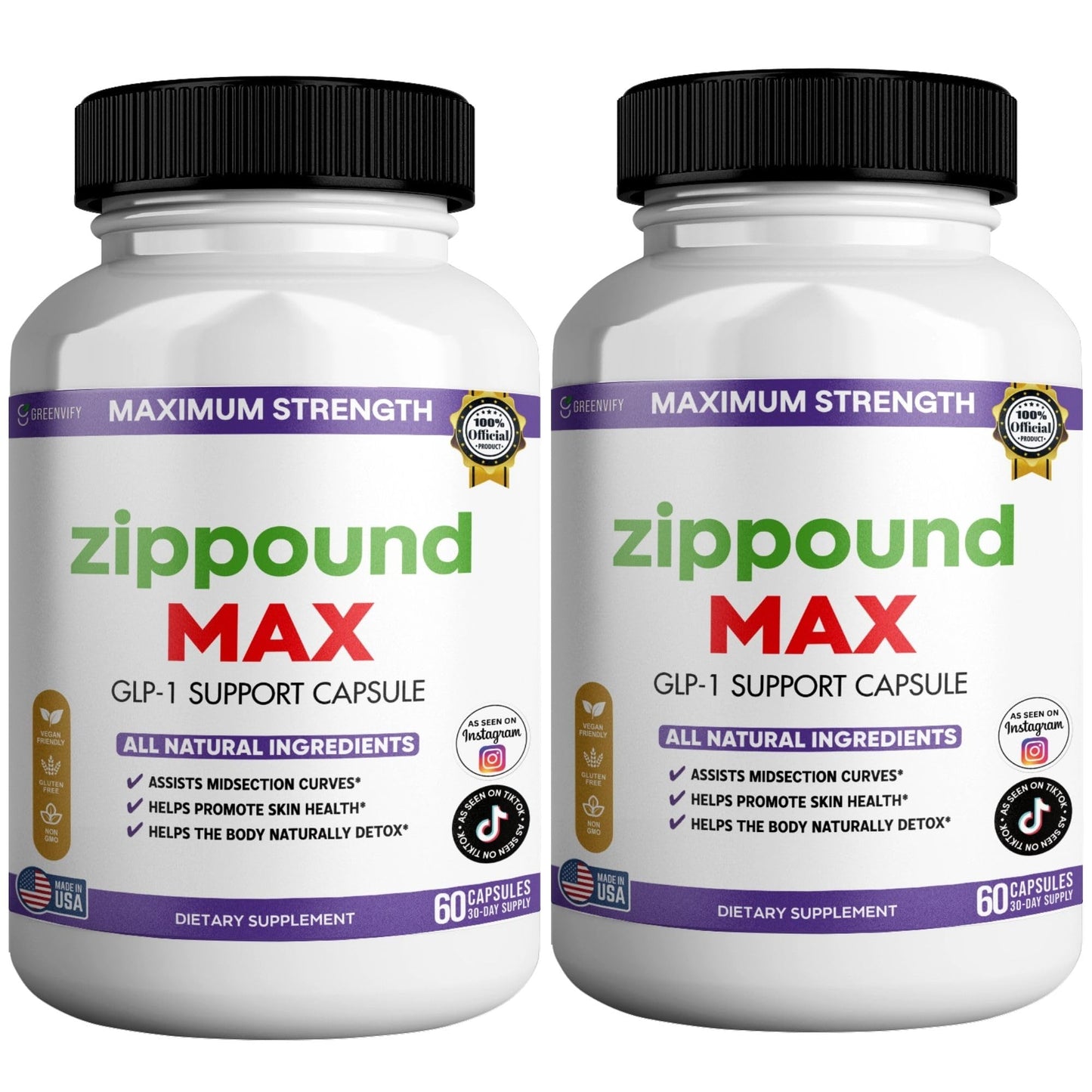 GREENVIFY Zippound MAX GLP-1 Support Capsules, 60 Capsules