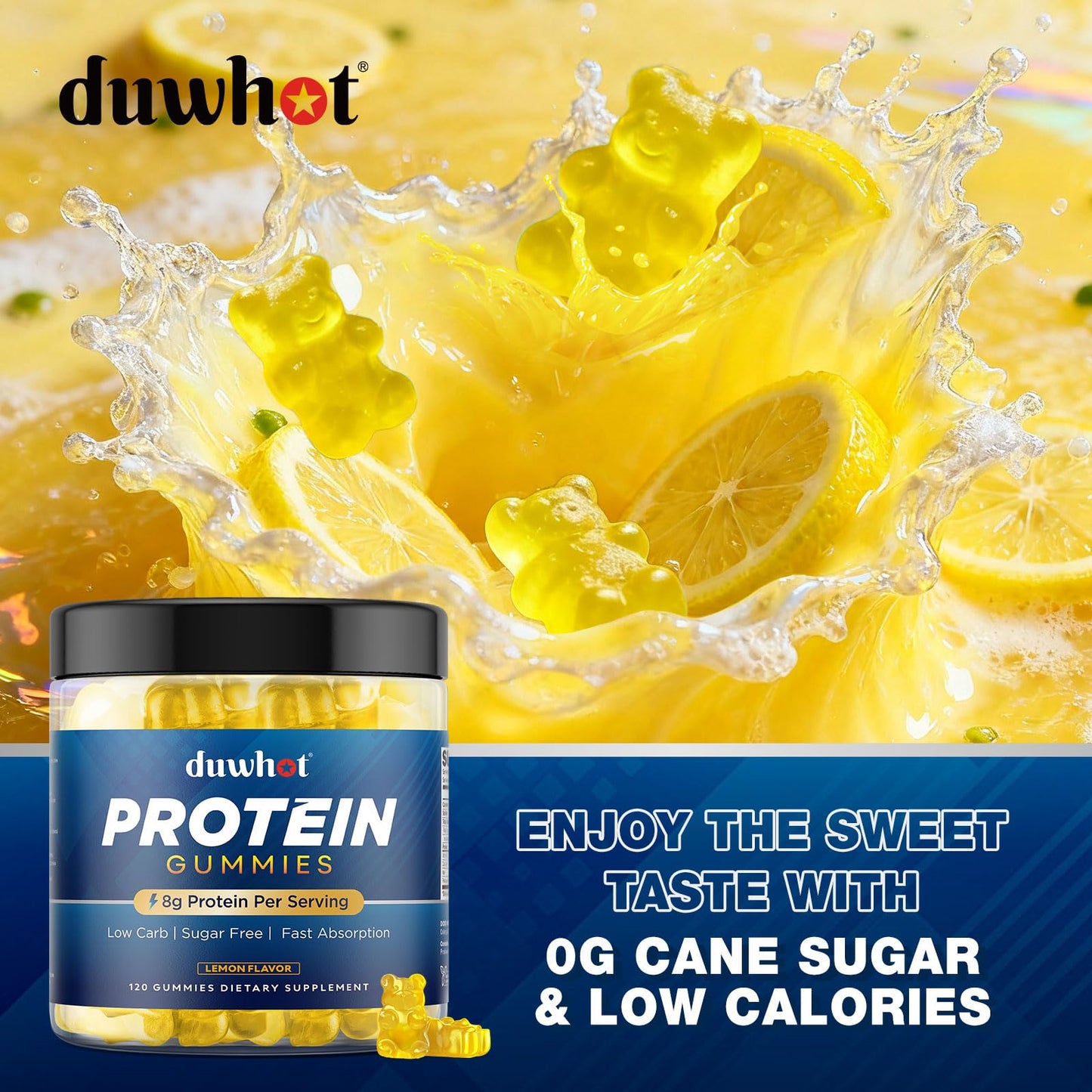 duwhot Whey Protein Gummies Sugar Free, 120 Chews