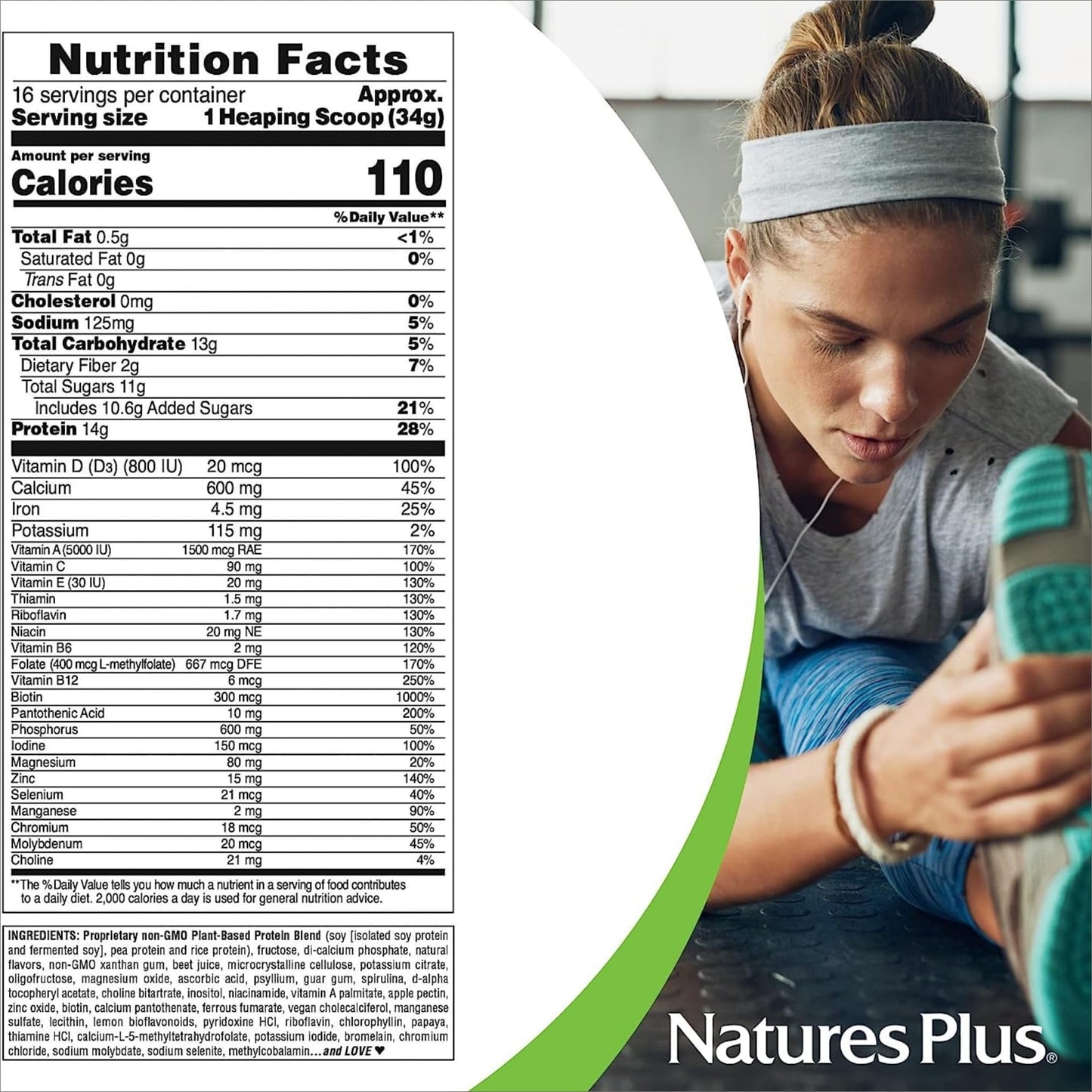 NaturesPlus SPIRU-TEIN Plant-Based Protein Shake Powder Strawberry 38.4 oz