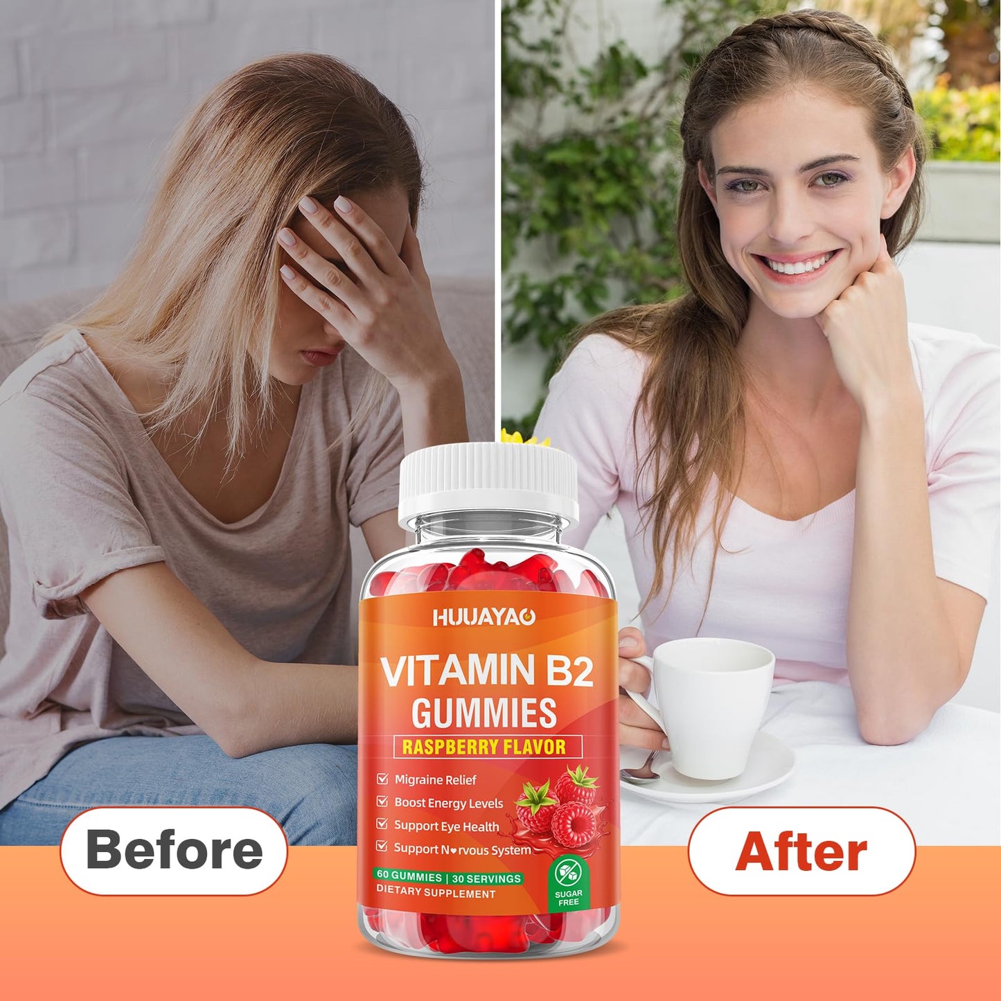 HUUAYAO Vitamin B2 Gummies 60 Count