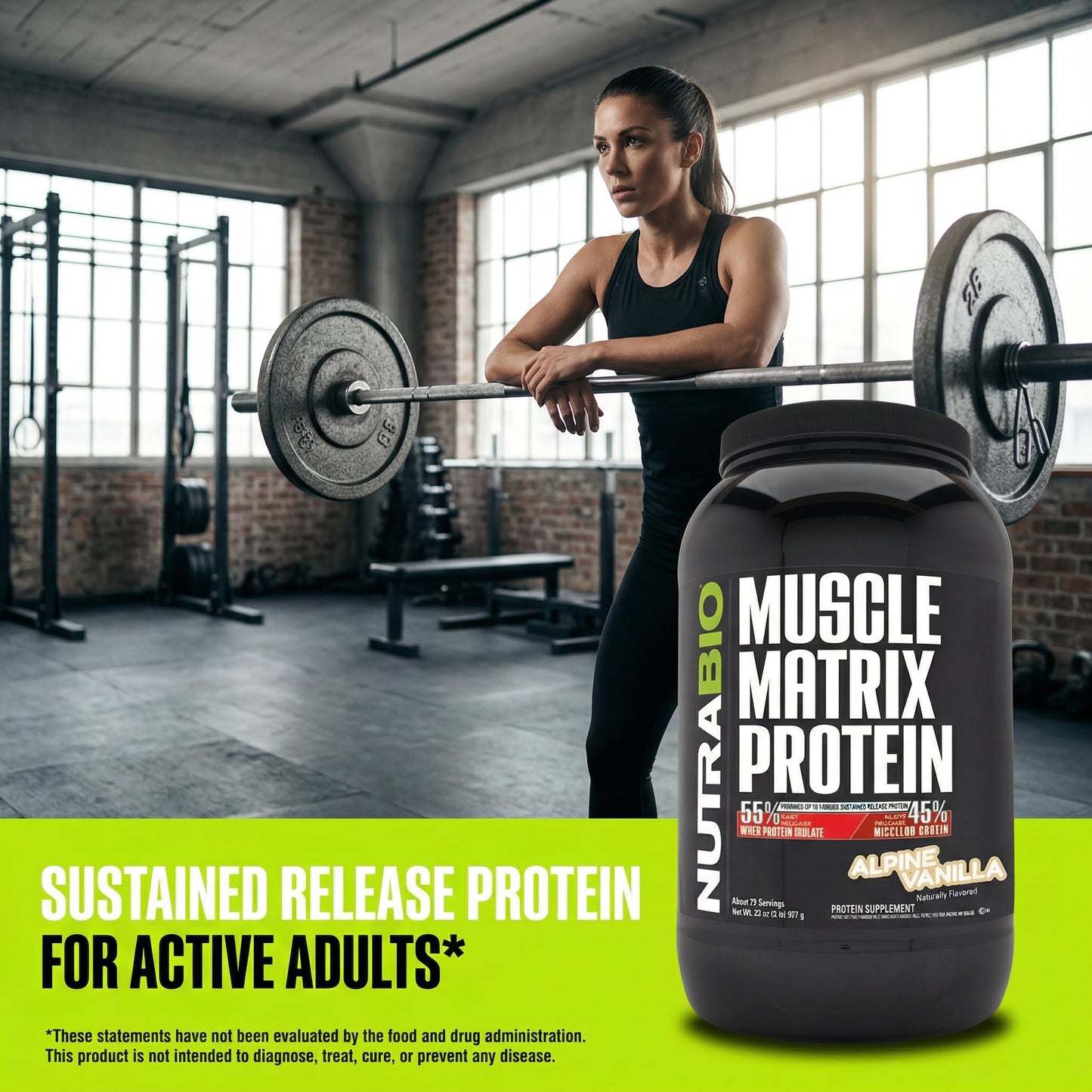 NutraBio Muscle Matrix Protein Powder Vanilla, 2 lb