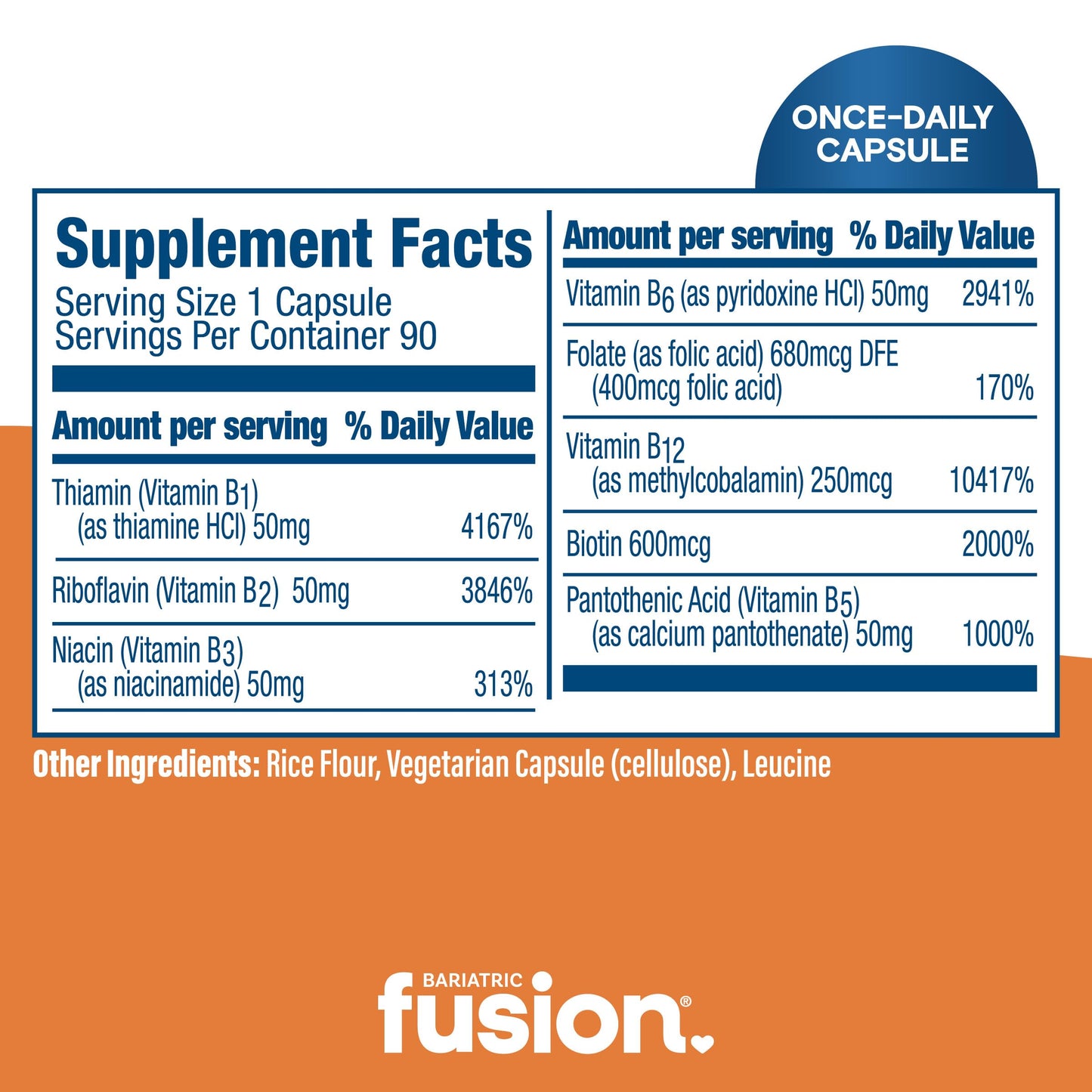 Bariatric Fusion Vitamin B-50 Complex Capsules, 90 Count