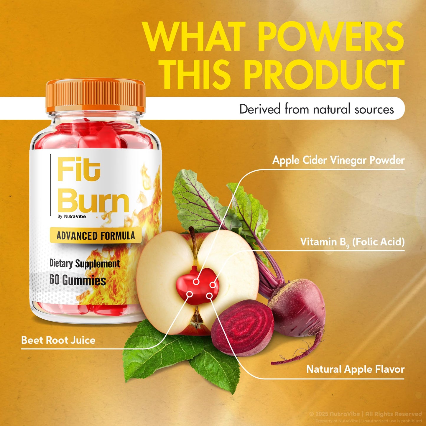 NutraVibe Fit Burn Gummies – Keto ACV Daily Formula, 120 Gummies