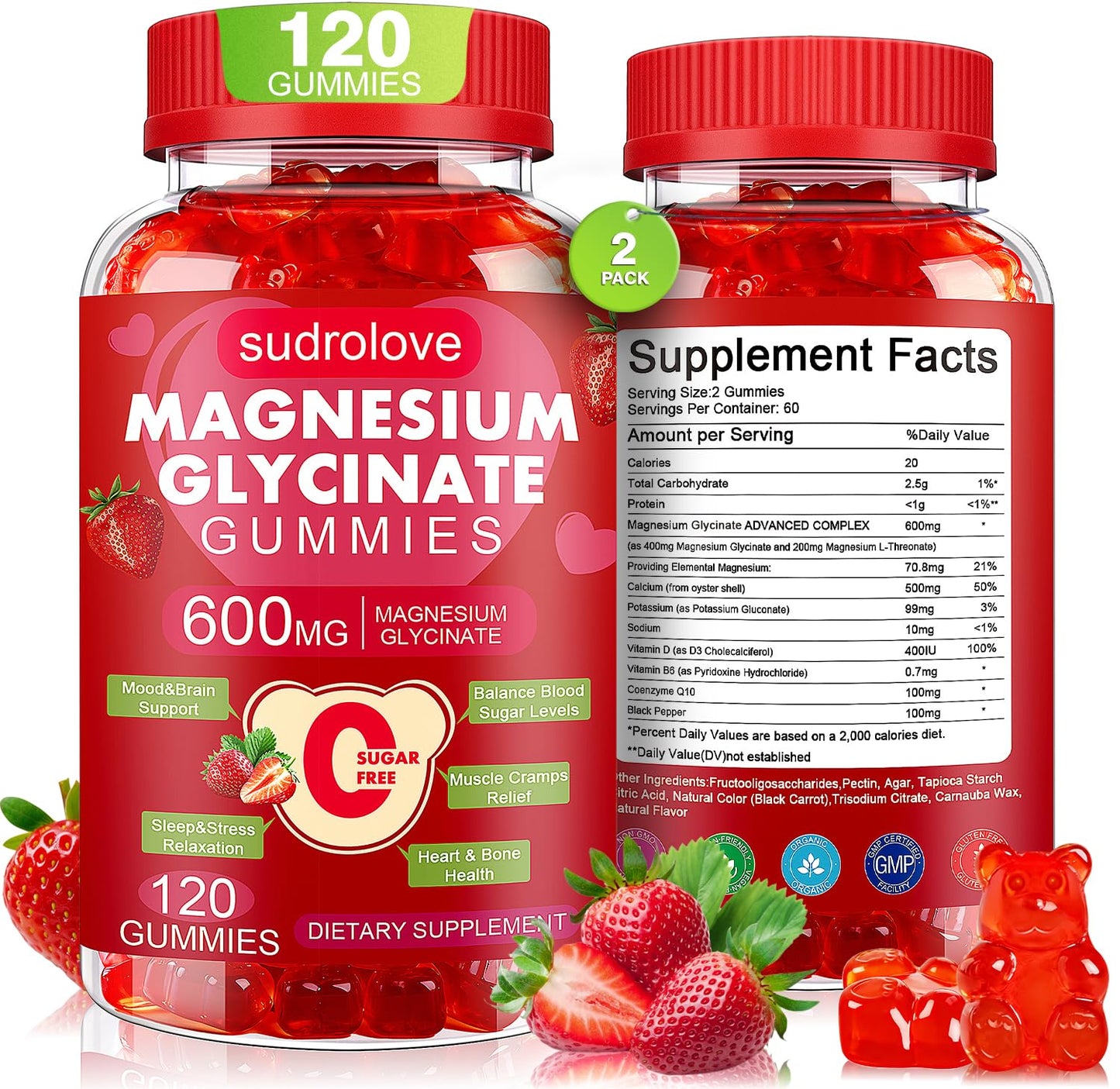Sudrolove Magnesium Glycinate Gummies 600mg per Serving, 240 Count