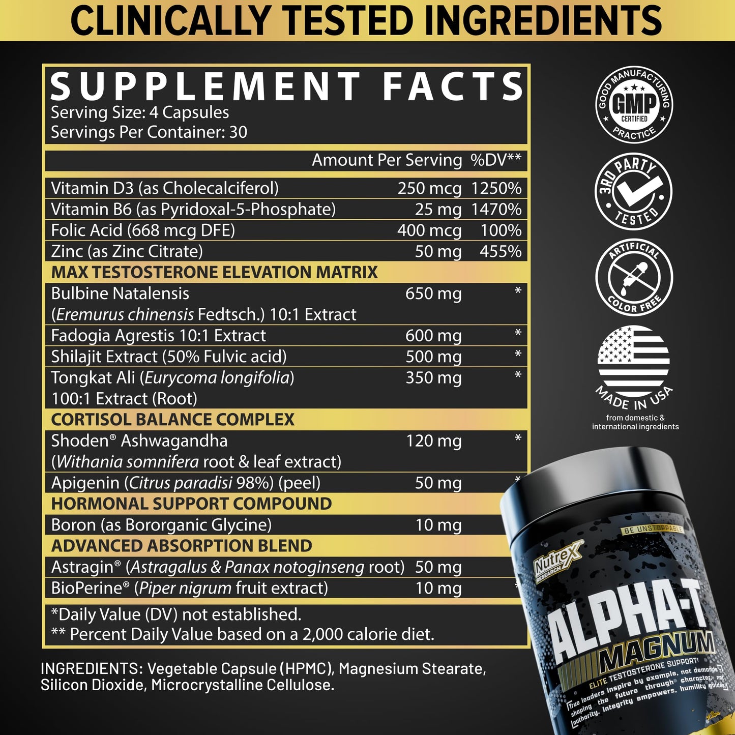 Nutrex Research Alpha-T Magnum Testosterone Support Capsules 120