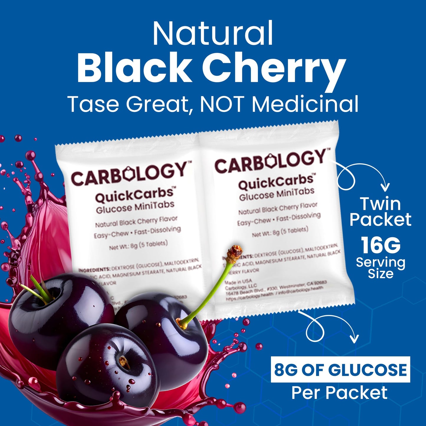 Carbology QuickCarbs Easy-Chew Fast-Dissolve Glucose MiniTabs Chewable Tablets, 480 Count