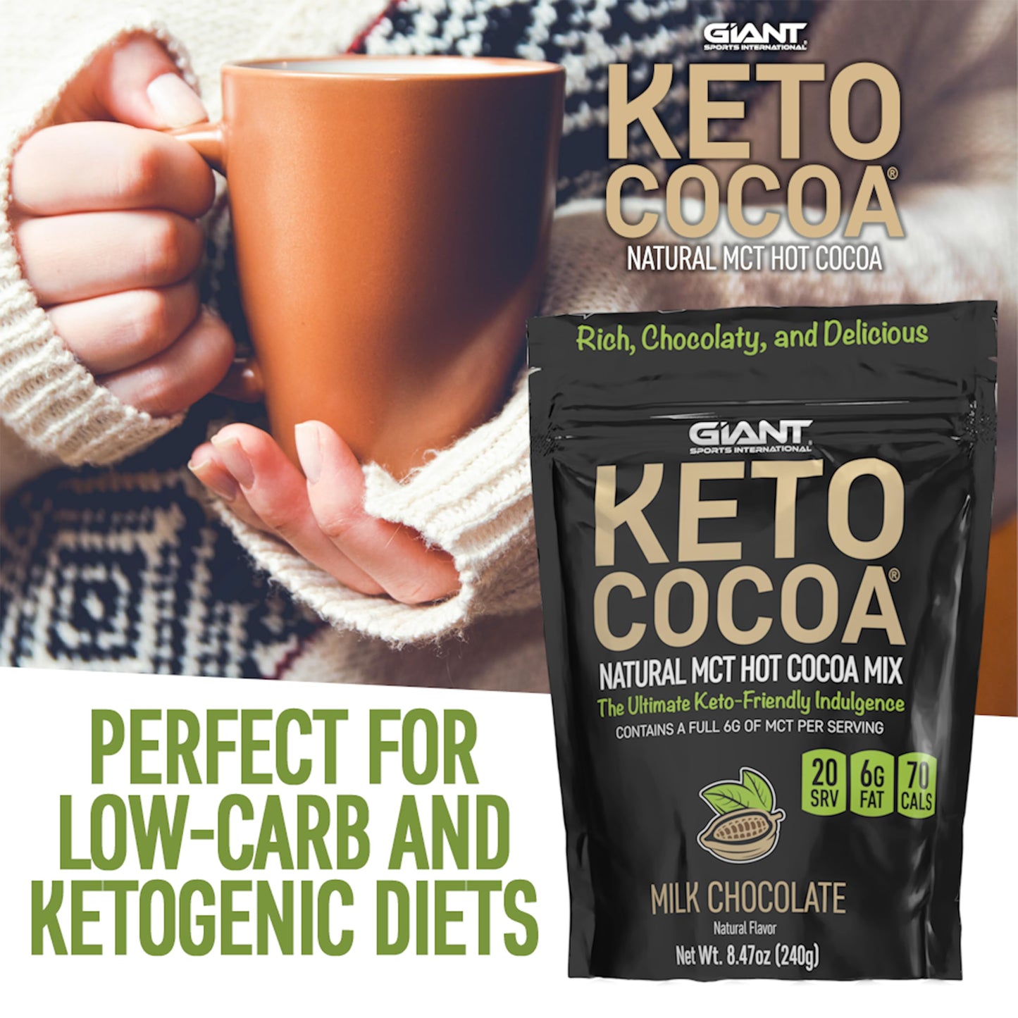 Giant Sports International Keto Cocoa Powder 8.5 oz