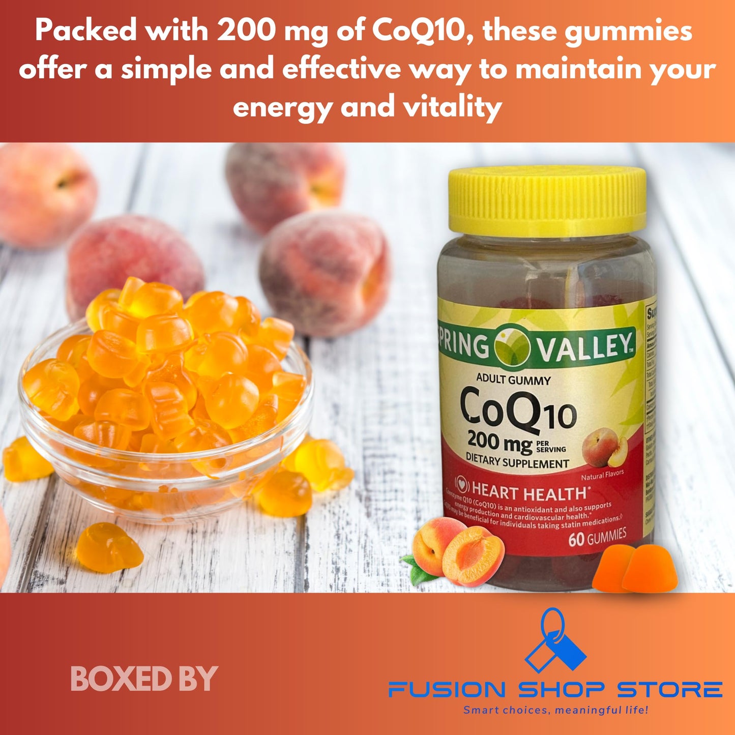 Fusion Shop Store CoQ10 200mg Gummies, 60 Gummies