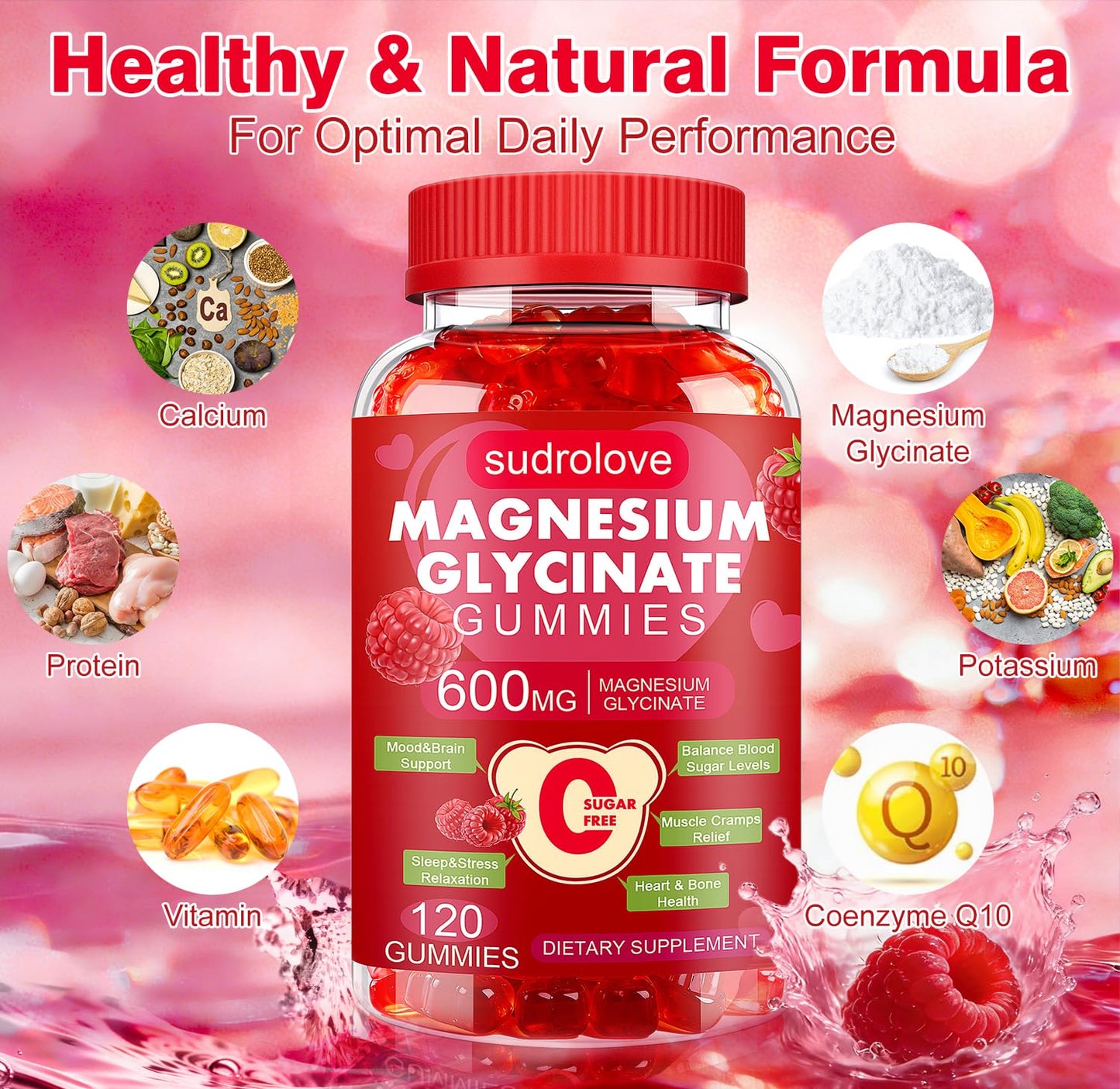 Sudrolove Magnesium Glycinate Gummies 120 Count