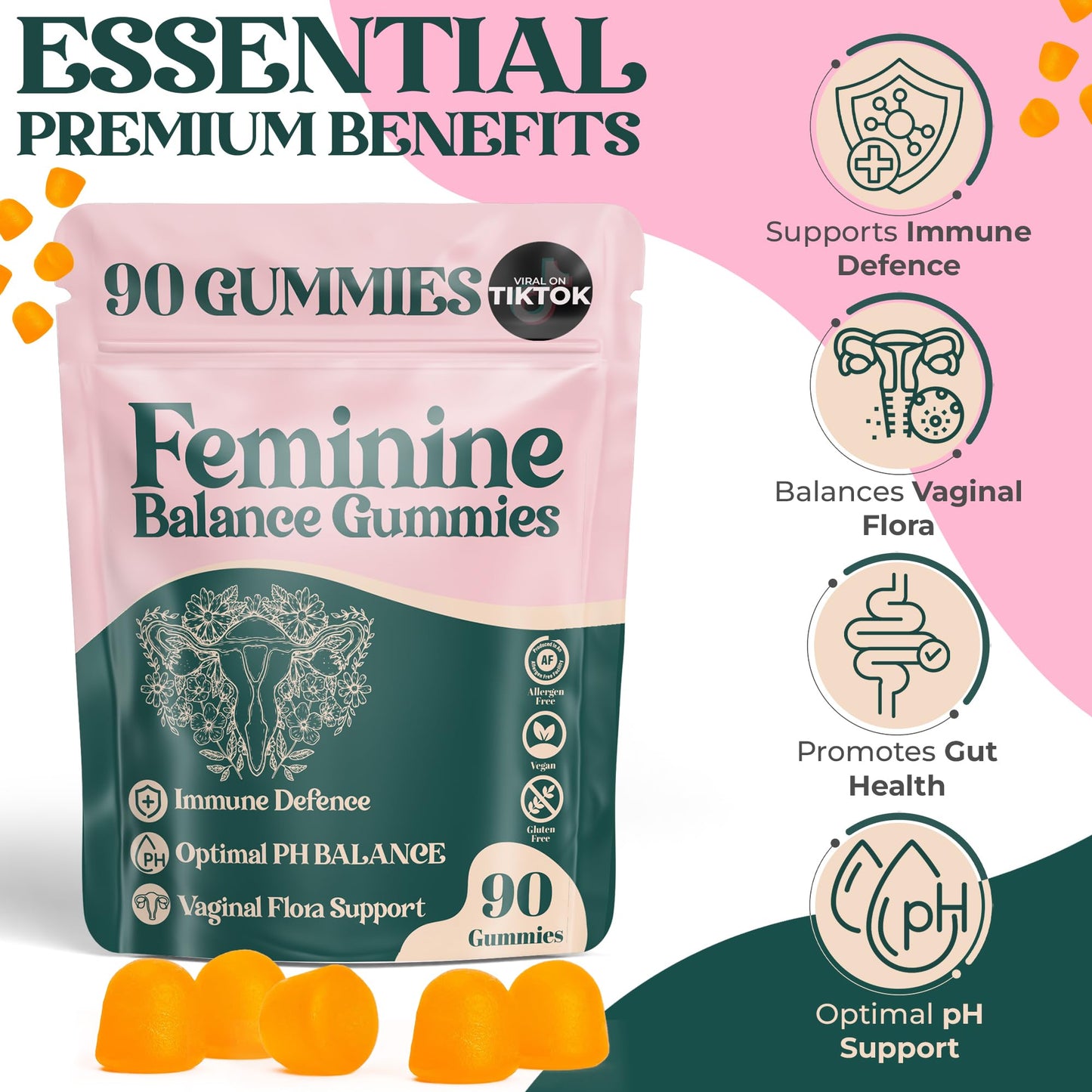 ORGANIC UPLIFT Feminine Balance Gummies, 11 Gummies