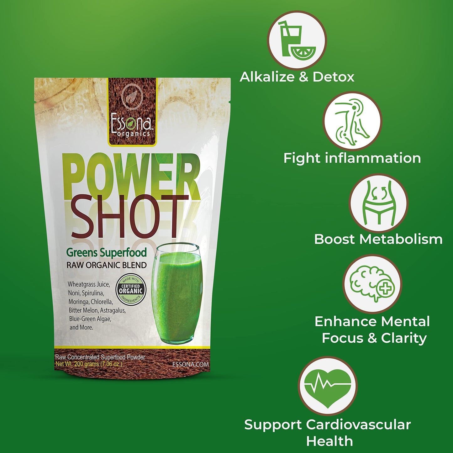 Vitesse Power Shot Greens Superfood Blend Powder 6.3 oz