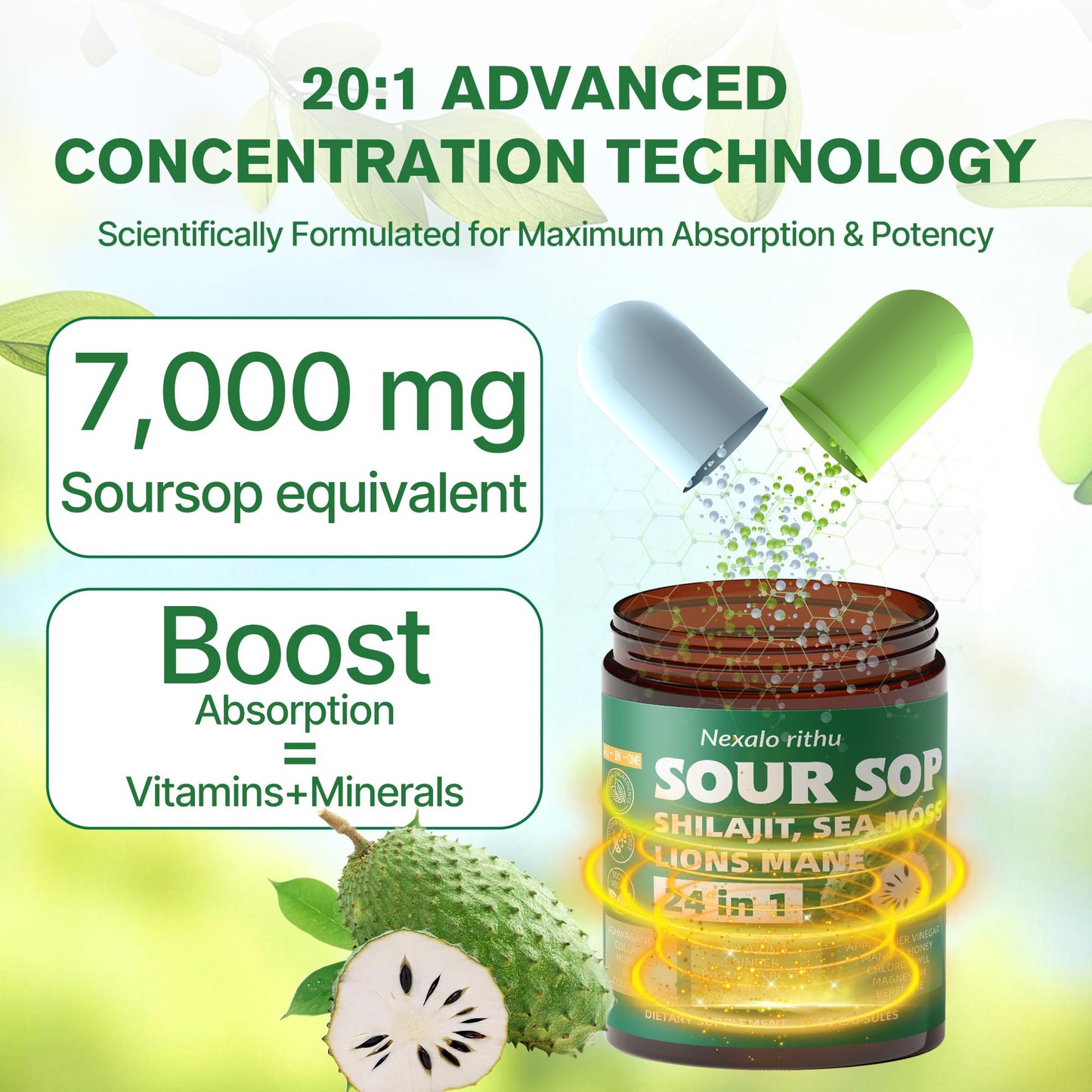 Nexalo rithu Soursop Capsules 1 Count