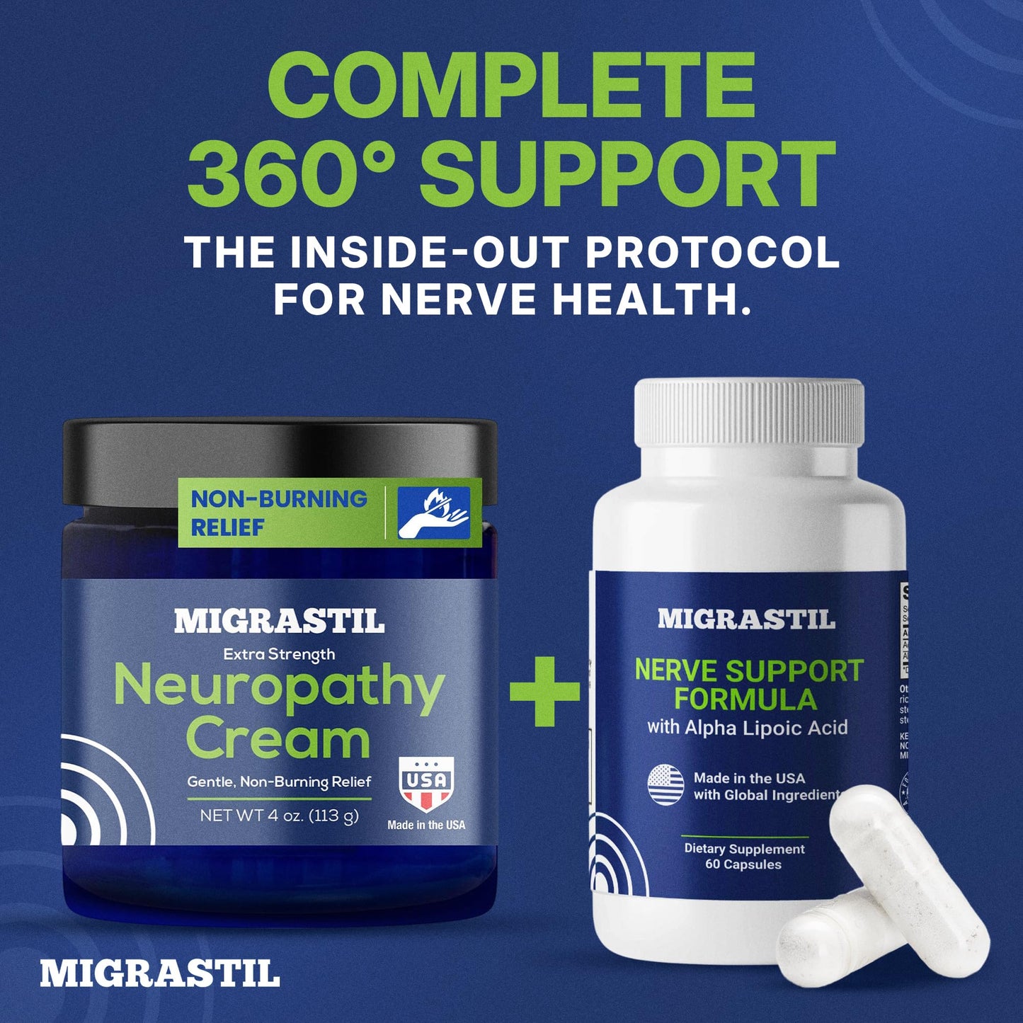MIGRASTIL Nerve Support with Acetyl L-Carnitine & Alpha Lipoic Acid Capsules, 60 Count