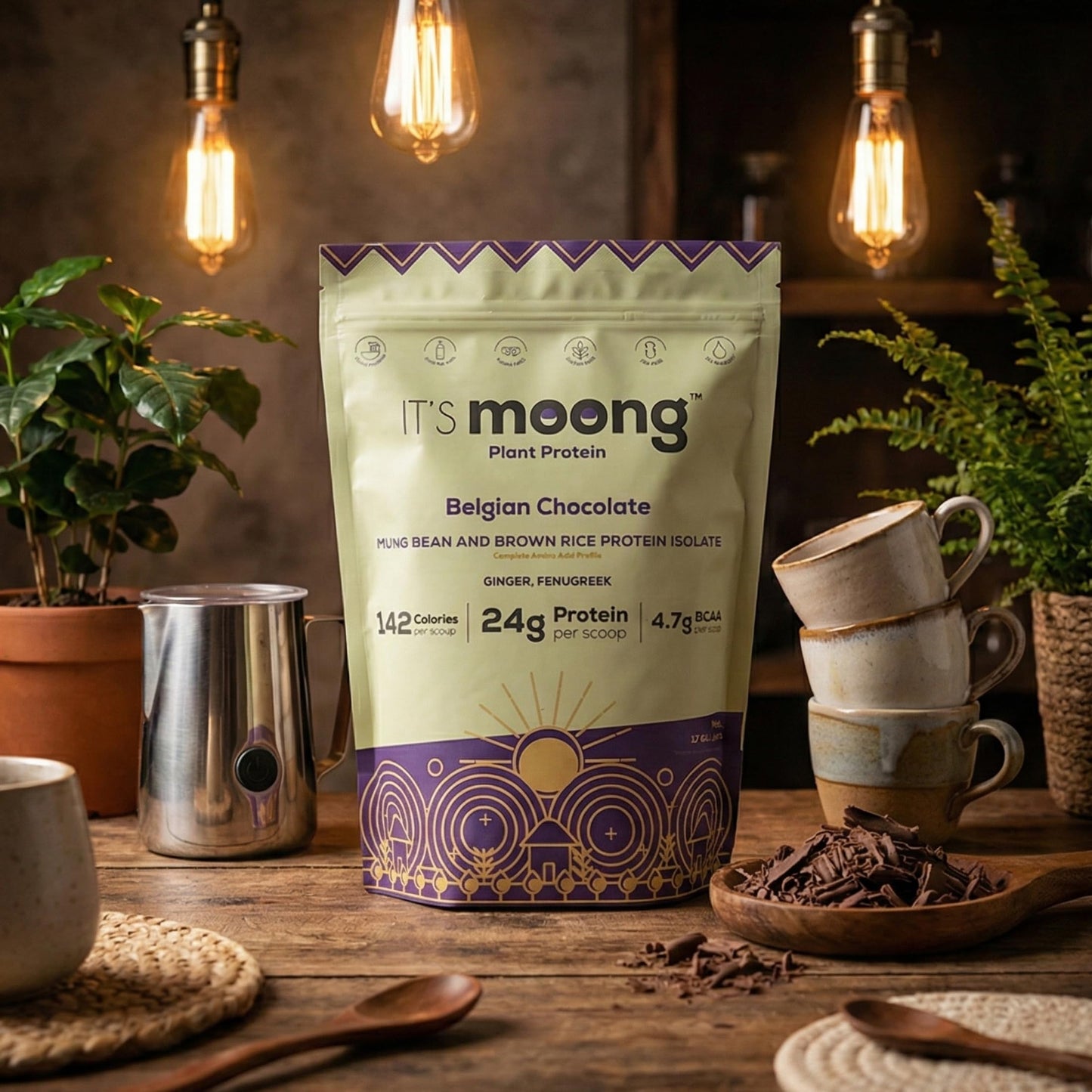 IT'S moong healthy protein Plant Protein Powder, Belgian Chocolate, 17.64 oz