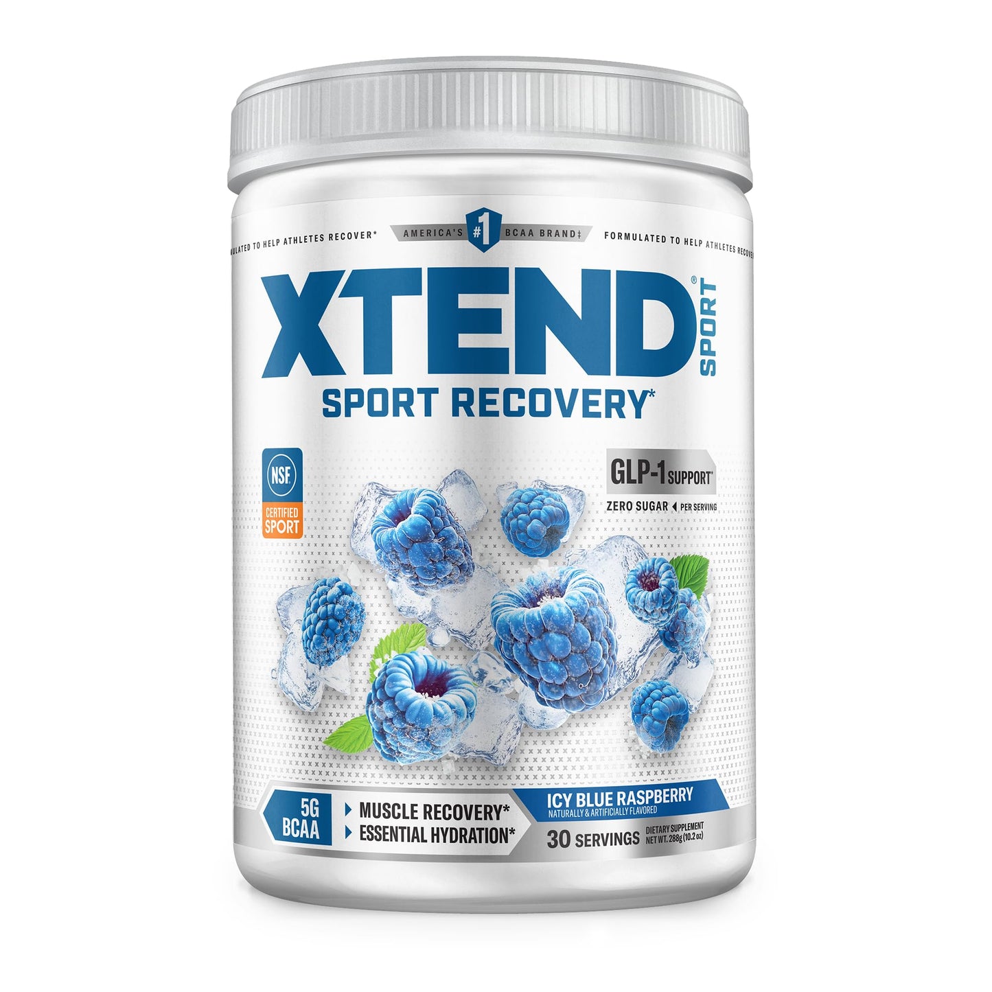 Scivation XTEND Sport BCAA Powder Blue Raspberry Ice Electrolyte Powder for Recovery & Hydration with Amino Acids, 12.2 oz