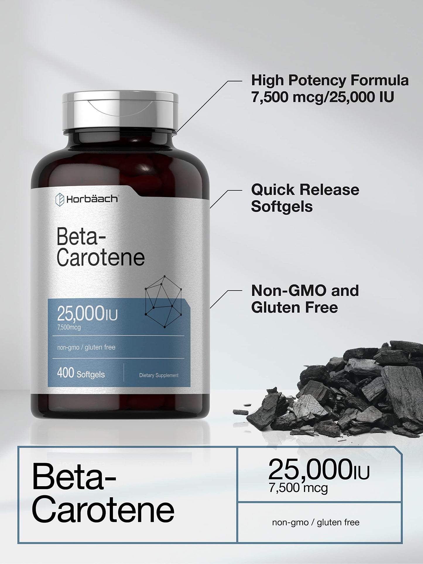 Horbäach Beta Carotene Supplement Softgel 400 Count