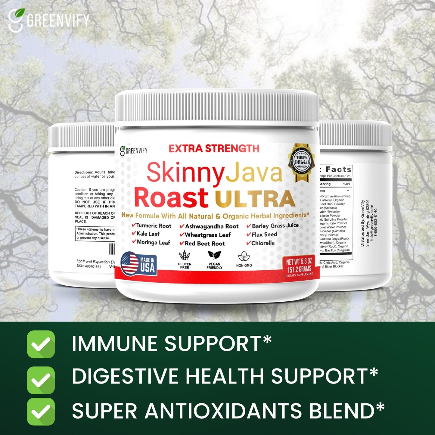 GREENVIFY SkinnyJava Roast Ultra Extra Strength Supplement Capsules, 60 Count