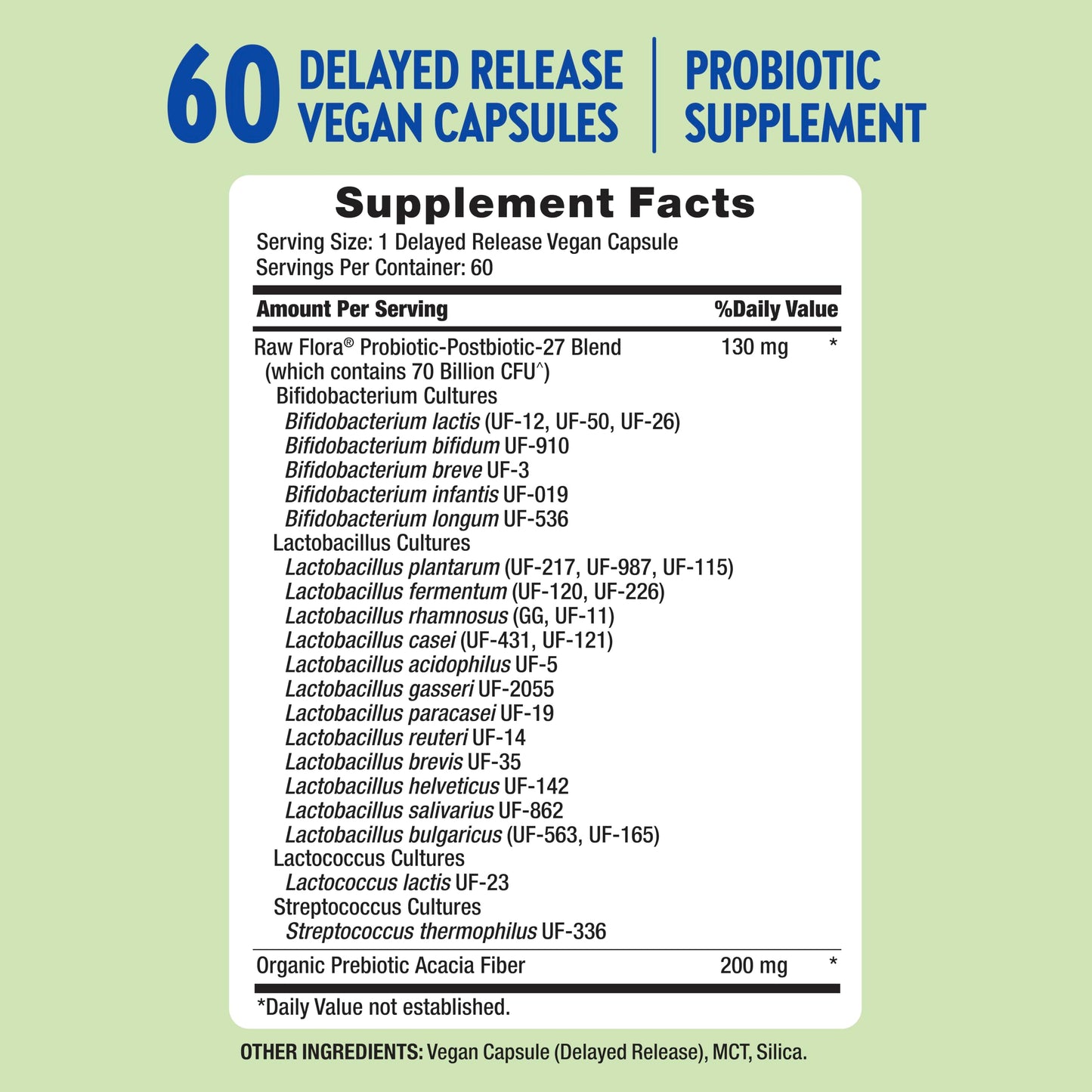Raw Flora Probiotics for Women and Men Capsules 60