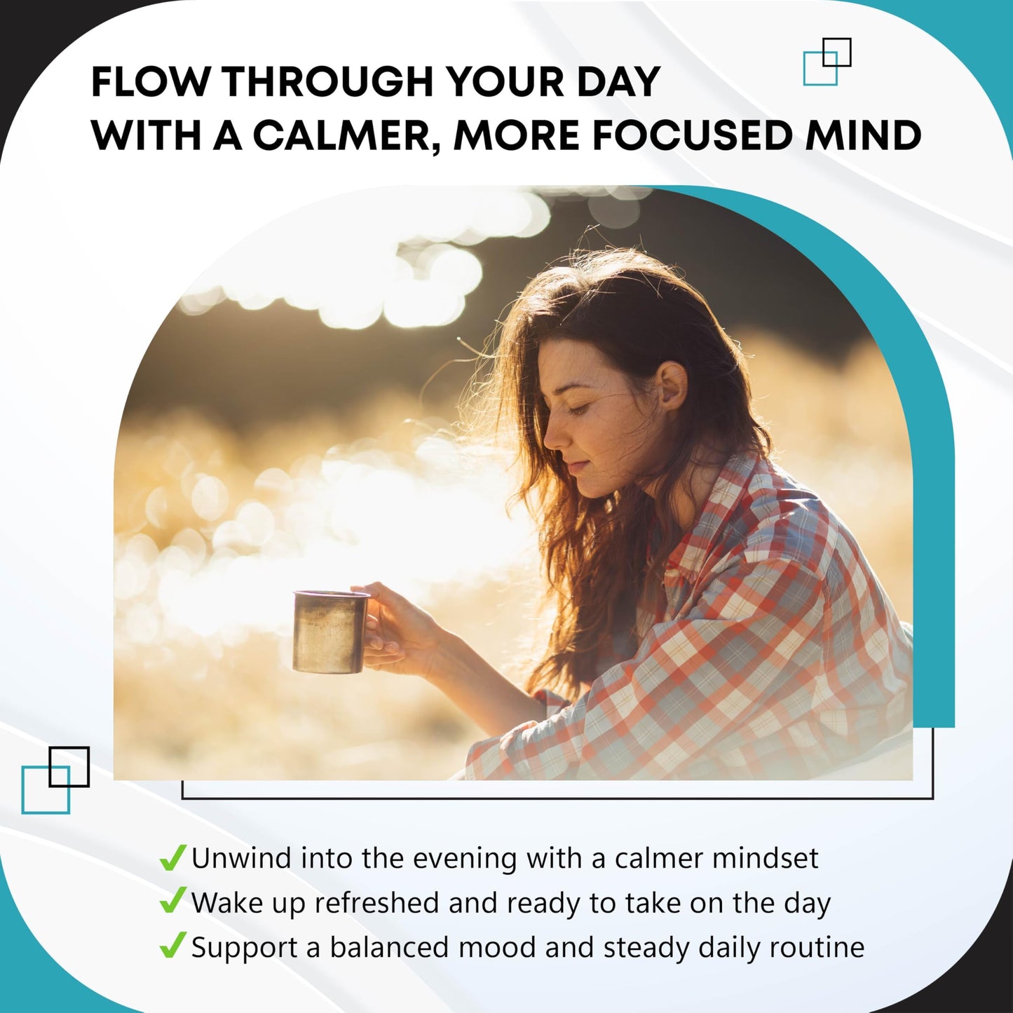 GUDOMET GABA 5-HTP L-Tryptophan L-Theanine Vitamin D3 Vitamin B6 Holy Basil Valerian Chamomile Ginkgo Biloba Ginger Capsules 150