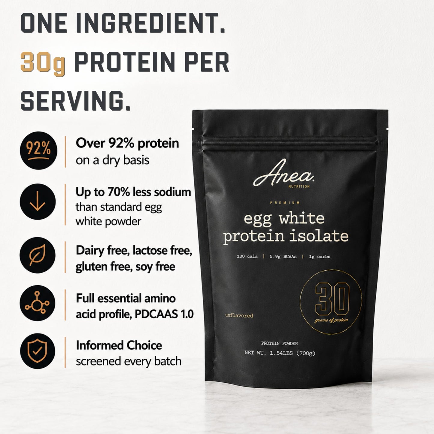 Anea Nutrition Egg White Isolate Protein Powder, 20 Servings