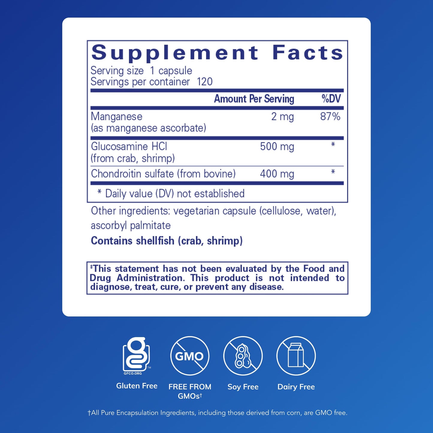 Pure Encapsulations Glucosamine Chondroitin with Manganese Capsules 120