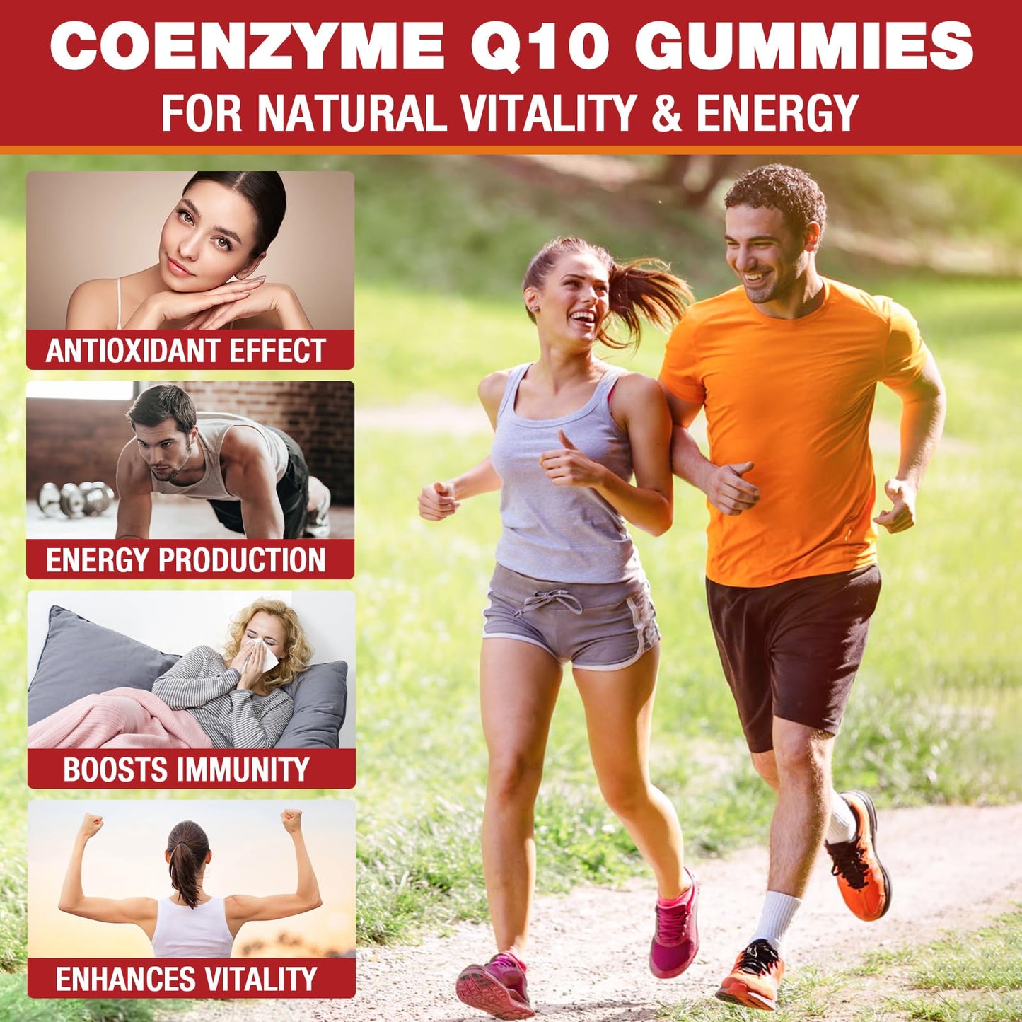 VAJYKEWJY CoQ10 Gummies with Omega-3, Vitamin B3 & Zinc, Vegan, 2 Pack