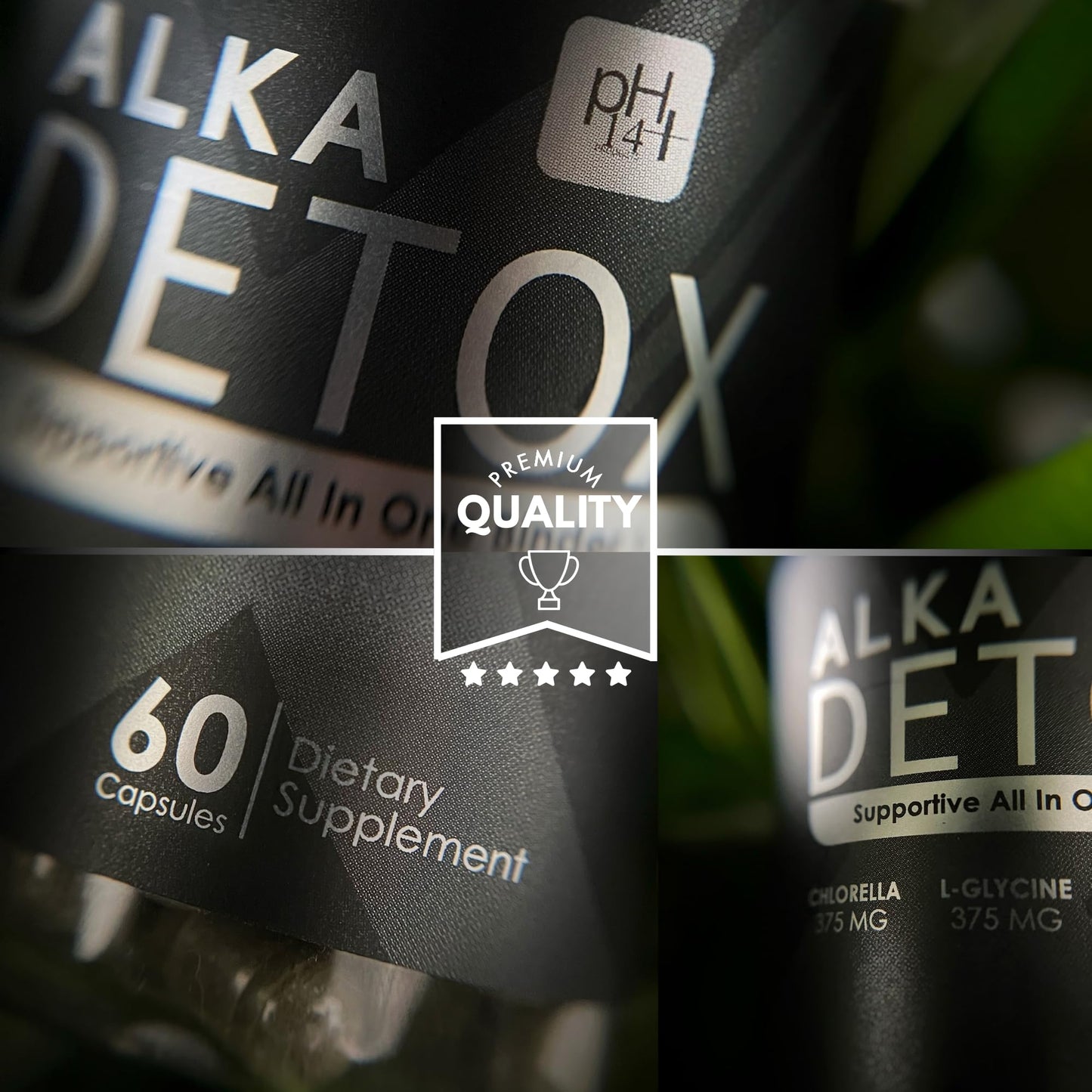 AlkaDetox Binder Capsule with Fiber, Chlorella/Chlorophyll, Liver & Gut Detox Cleanse, Colon and Toxin Flush, 60 Capsules