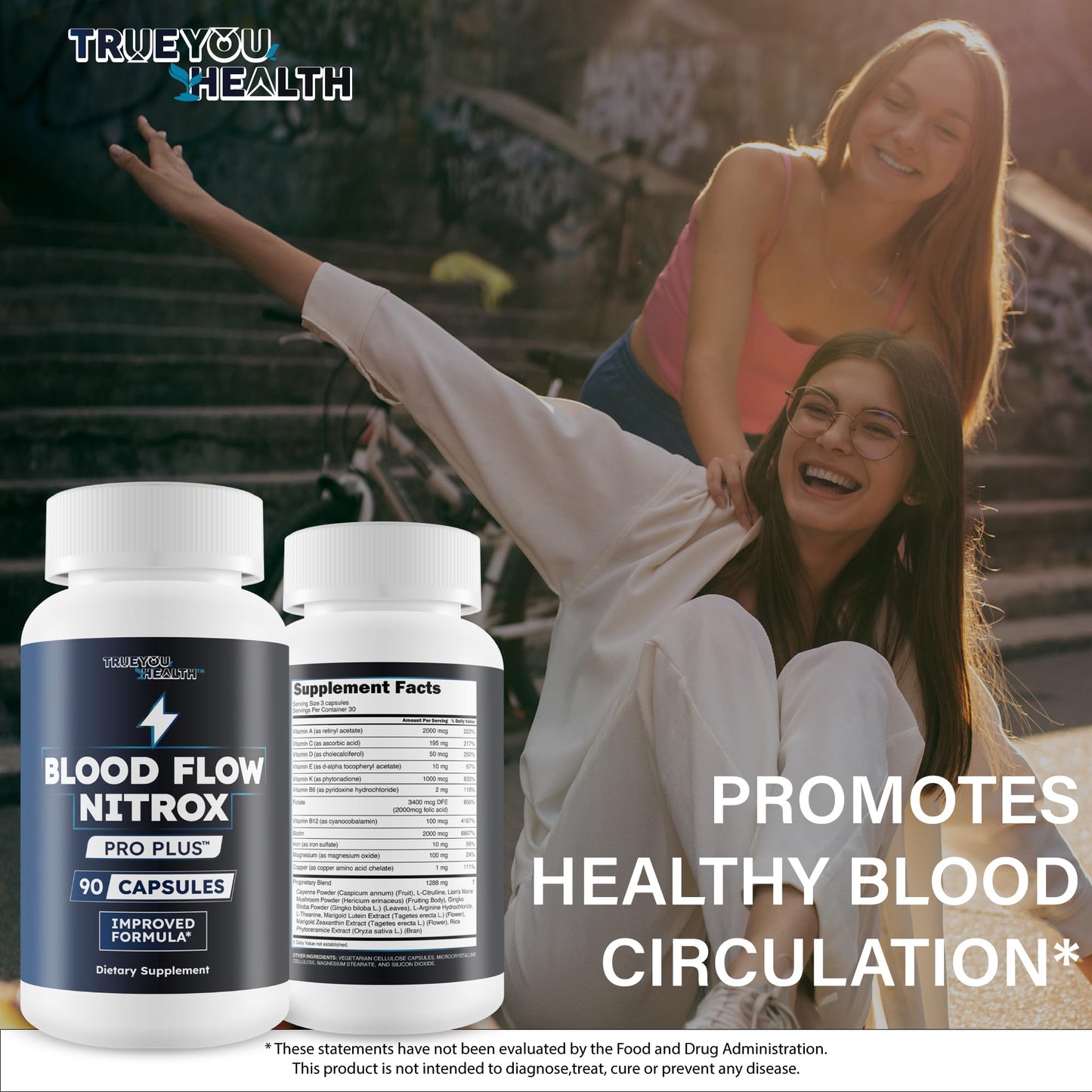 True You Health Blood Flow Nitrox Pro Plus Capsules, 90 Count