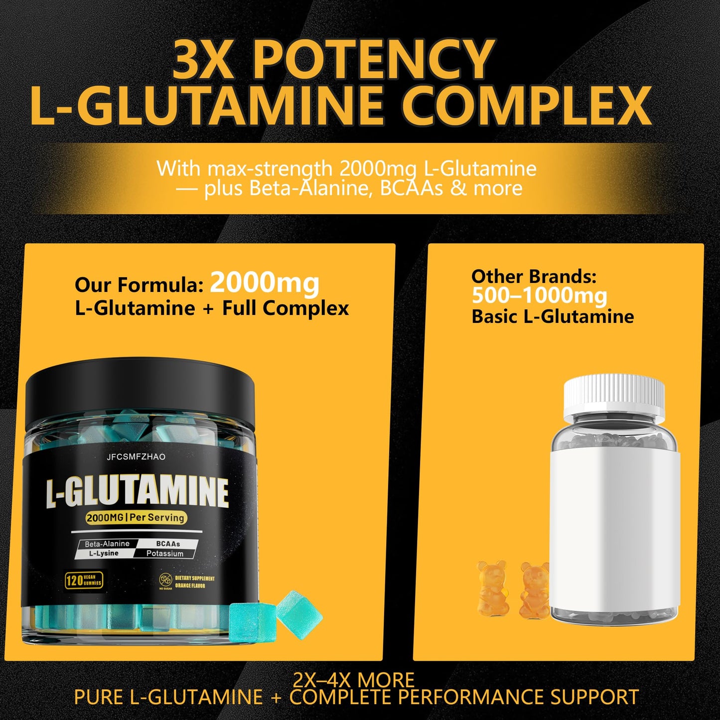 JFCSMFZHAO L-Glutamine 2000mg Gummies 120 Count