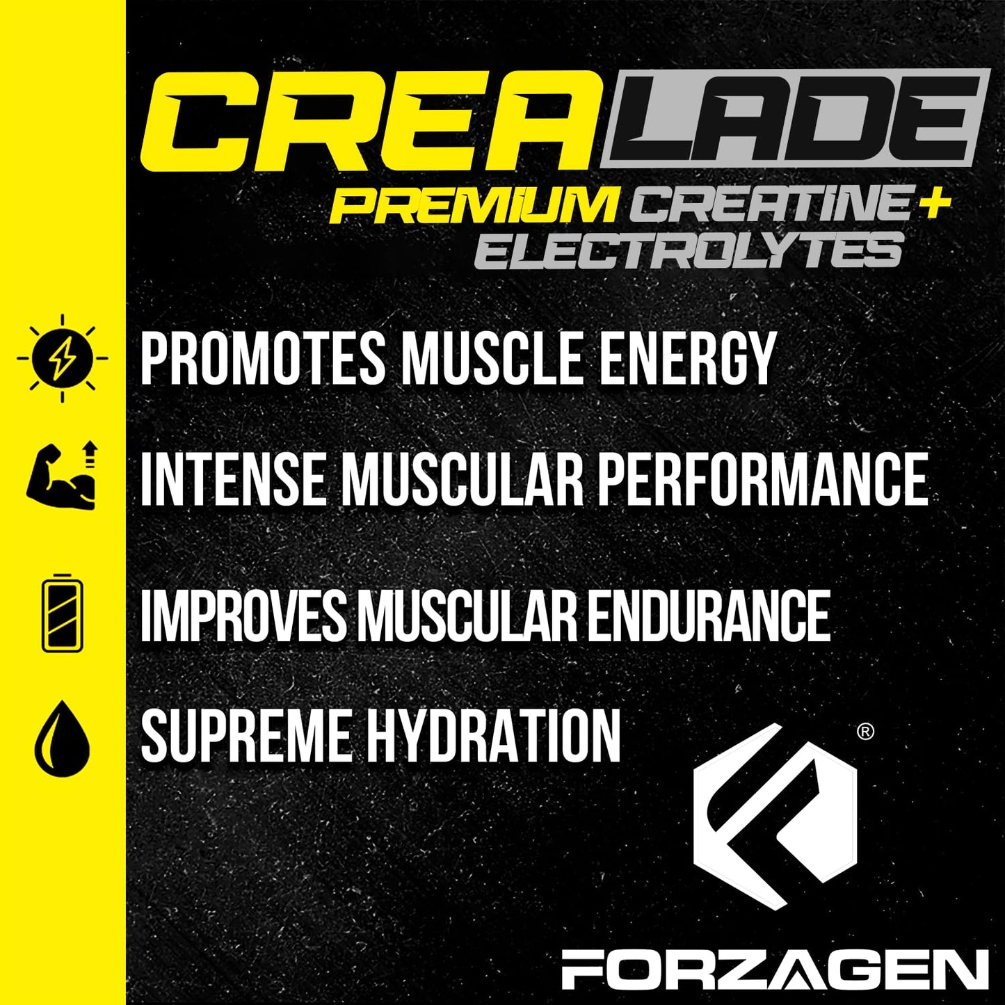 Forzagen CREA-Lade Premium Creatine Monohydrate with Electrolytes Flavored Lemonade Paradise Powder 35 Servings