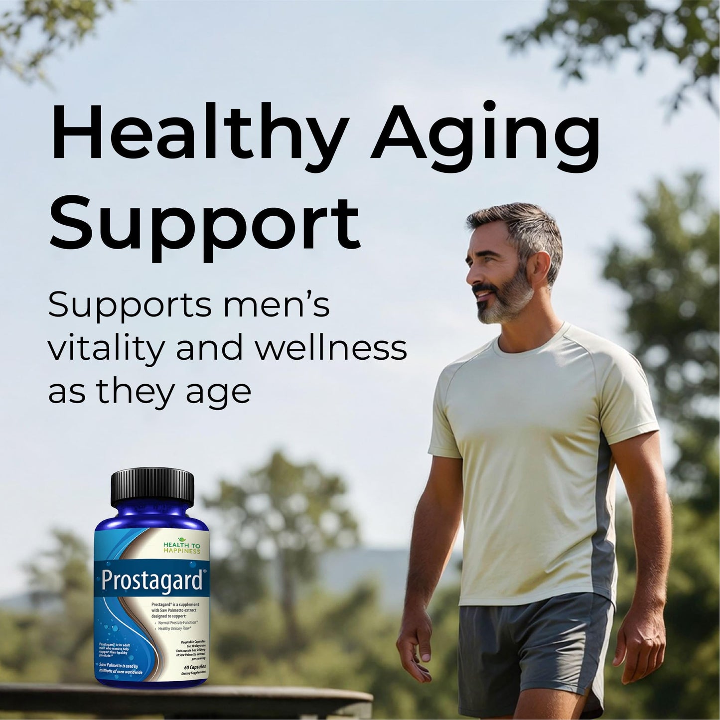 Health to Happiness ProstaGard Saw Palmetto Supplement for Men’s Prostate Health and Healthy Urinary Flow Capsules 30